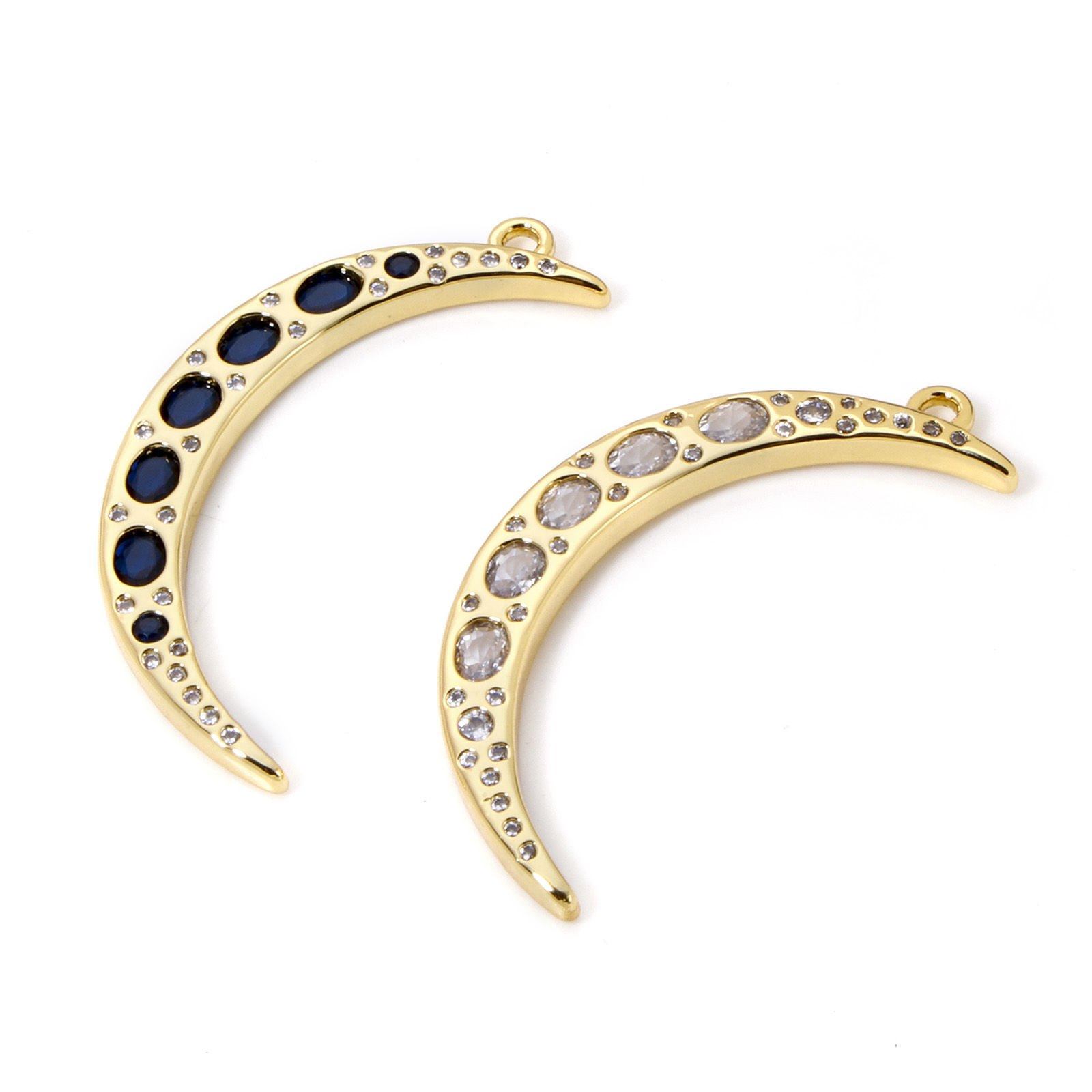 Imagen de 1 Unidad Latón Galaxia Colgantes Luna Media 18K Oro Real Chapado 3.6cm x 1.8cm