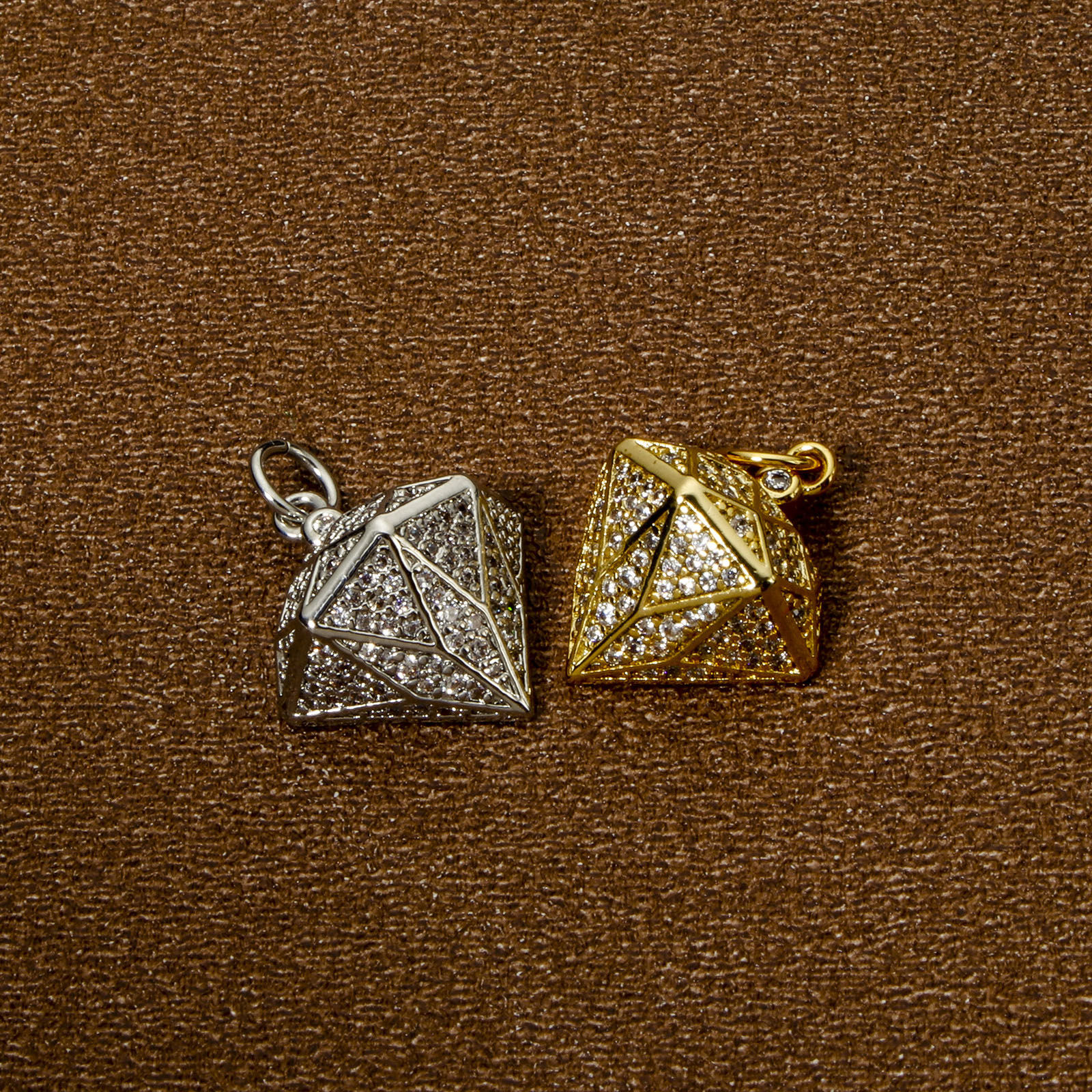 Image de 1 Pièce Breloques Micro Pave en Laiton Respectueux de la Nature Diamant Plaqué Or Véritable à Zircone Cubique Clair 20mm x 15mm