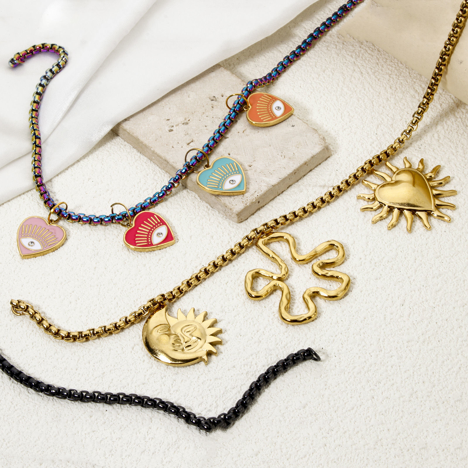 Picture of 304 Stainless Steel Box Chain Necklace For DIY Jewelry Making With Lobster Claw Clasp Chain Size: 4mm