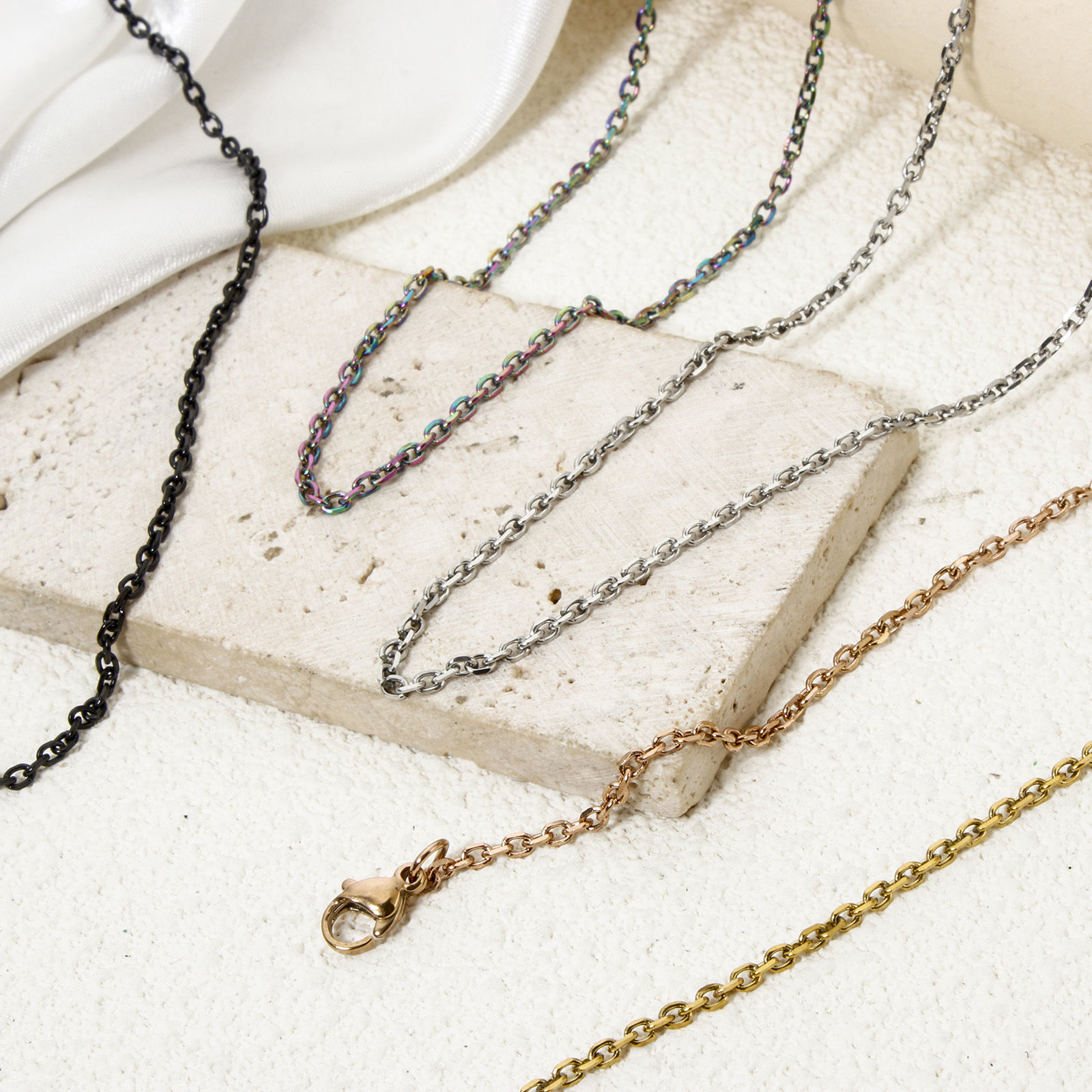 Изображение 1 ШТ 304 Нержавеющая Сталь Позолоченные цепочки Ожерелья Со Застежками Когтя Омара и наполнителя Цепей 40см Длина, Цепь 2.2мм