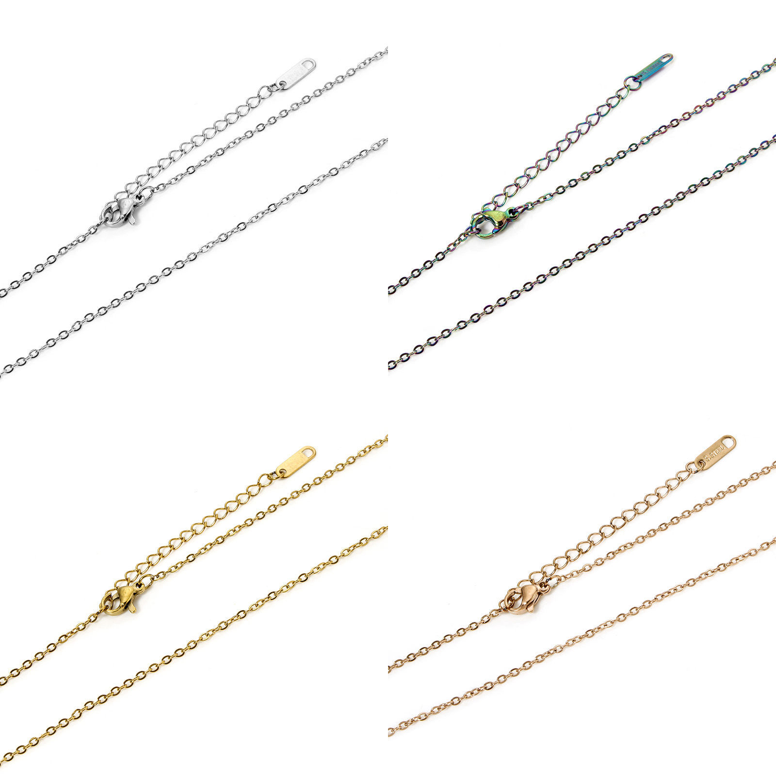 Picture of 304 Stainless Steel Link Cable Chain Necklace For DIY Jewelry Making With Lobster Claw Clasp And Extender Chain 45cm(17.7") long, Chain Size: 1.6mm