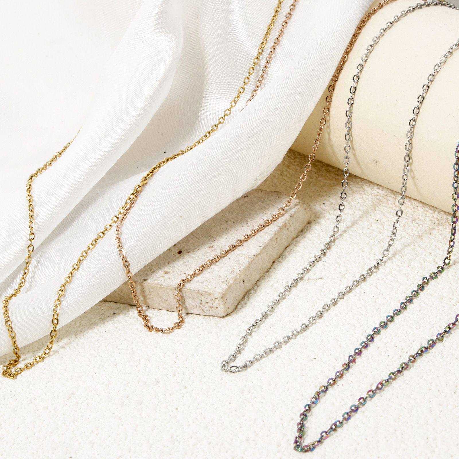Picture of 304 Stainless Steel Link Cable Chain Necklace For DIY Jewelry Making With Lobster Claw Clasp And Extender Chain 45cm(17.7") long, Chain Size: 1.6mm