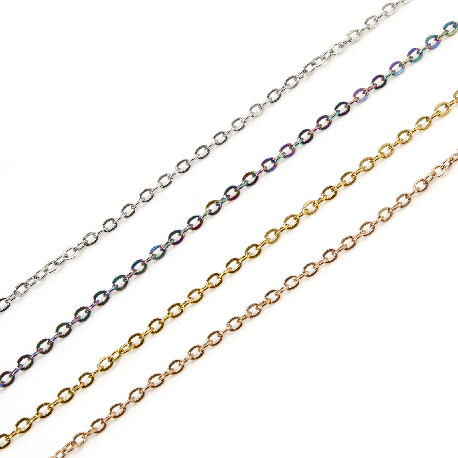 Picture of 304 Stainless Steel Link Cable Chain Necklace For DIY Jewelry Making With Lobster Claw Clasp And Extender Chain 45cm(17.7") long, Chain Size: 1.6mm