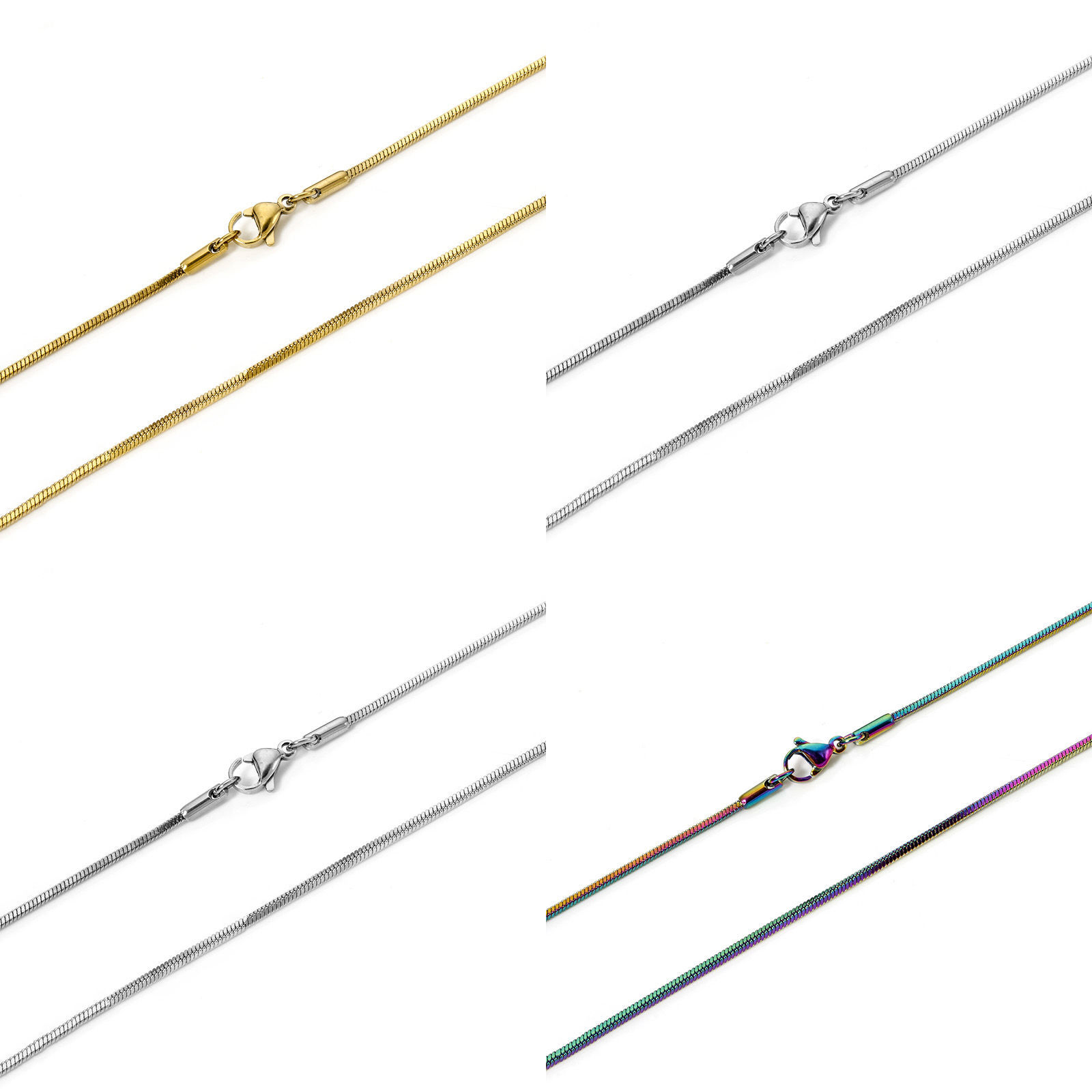 Picture of 304 Stainless Steel Snake Chain Necklace For DIY Jewelry Making With Lobster Claw Clasp Chain Size: 1.5mm