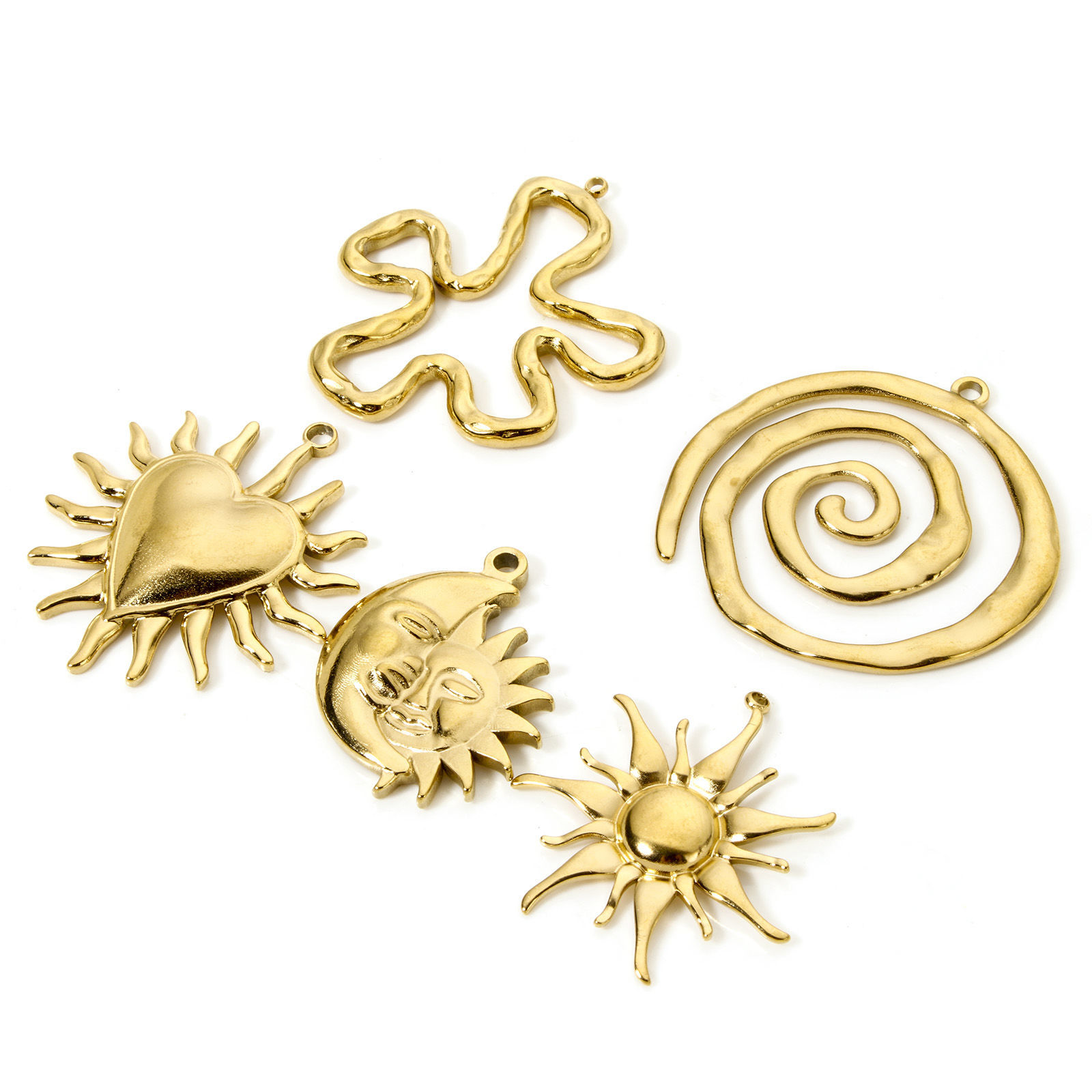 Picture of Eco-friendly Vacuum Plating 304 Stainless Steel Galaxy Pendants 18K Real Gold Plated Sun Moon