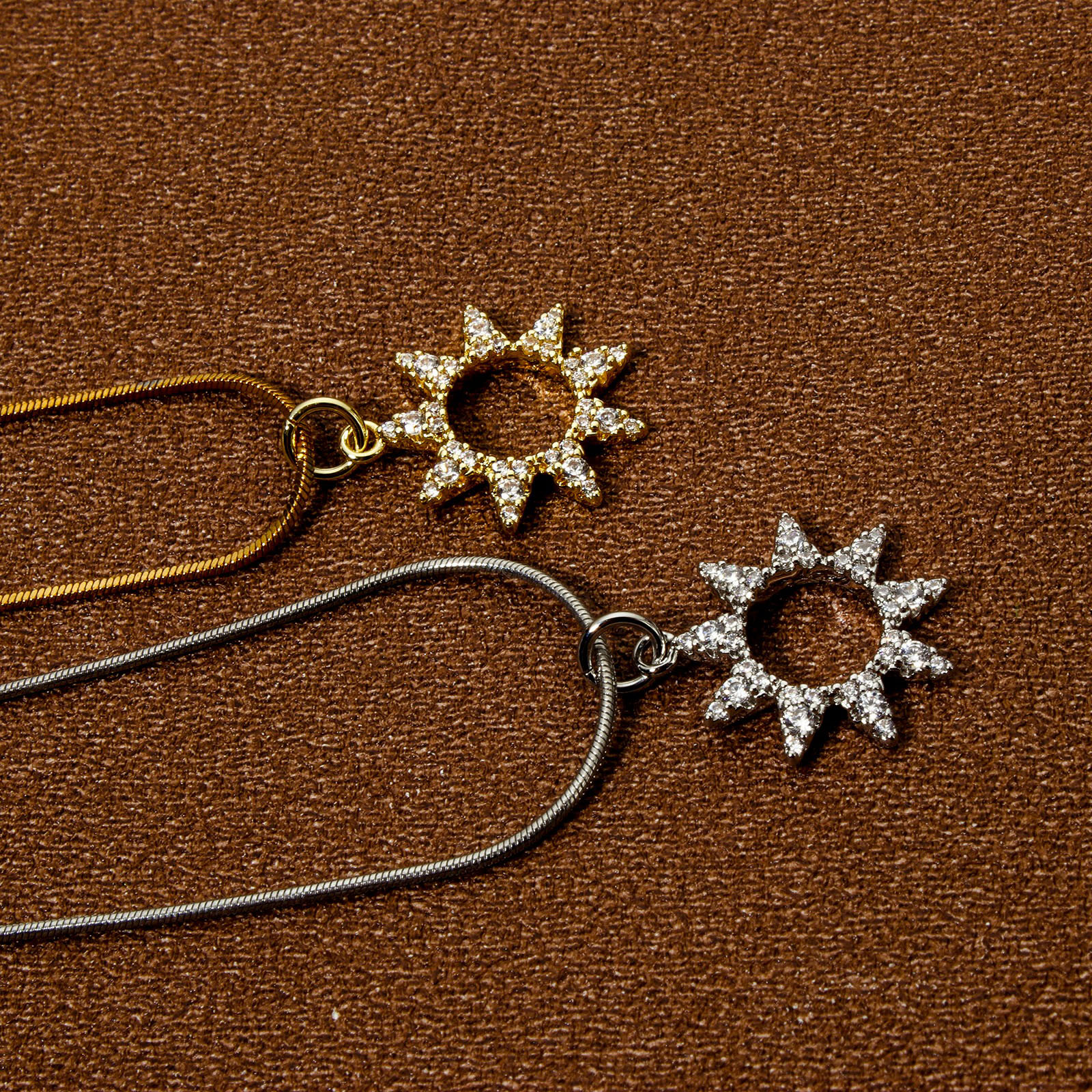 Picture of Eco-friendly Brass Galaxy Charms Real Gold Plated Sun Micro Pave Clear Cubic Zirconia 21mm x 16mm
