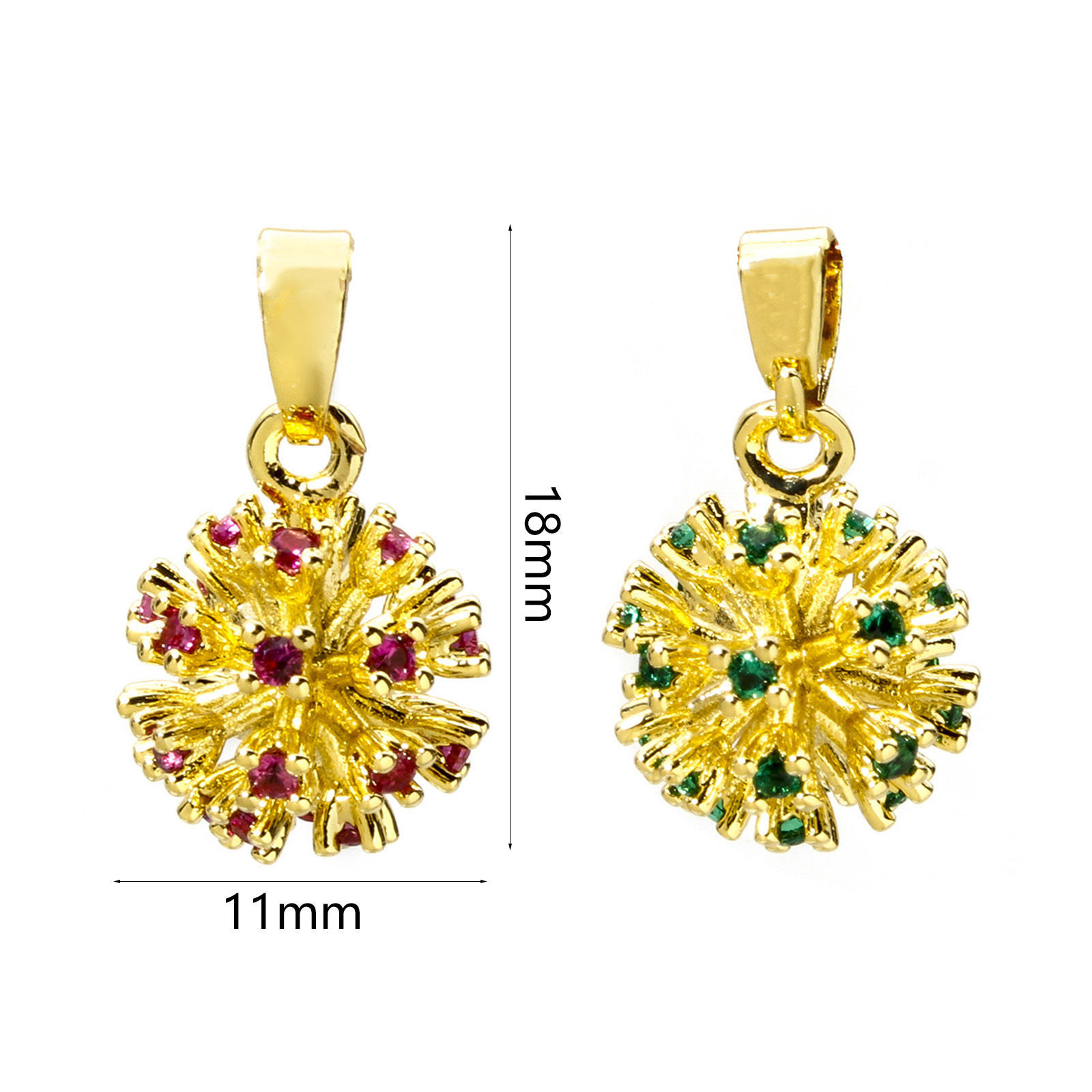 Bild von Umweltfreundlich Messing Charme-Anhänger 18K Echtgold plattiert Feuerwerk 3D 18mm x 11mm