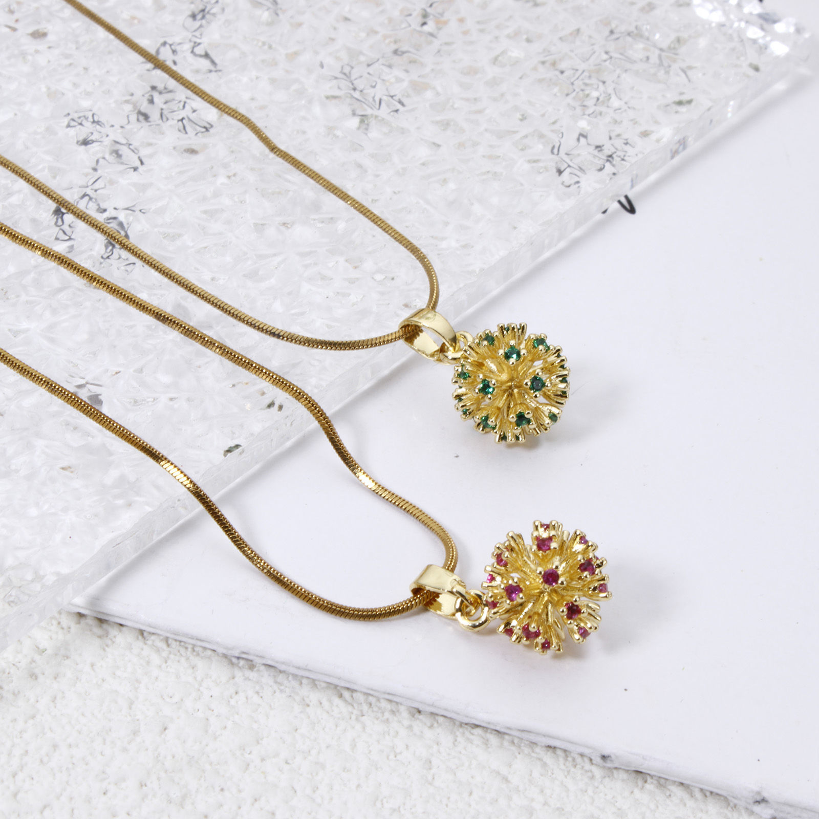 Bild von Umweltfreundlich Messing Charme-Anhänger 18K Echtgold plattiert Feuerwerk 3D 18mm x 11mm