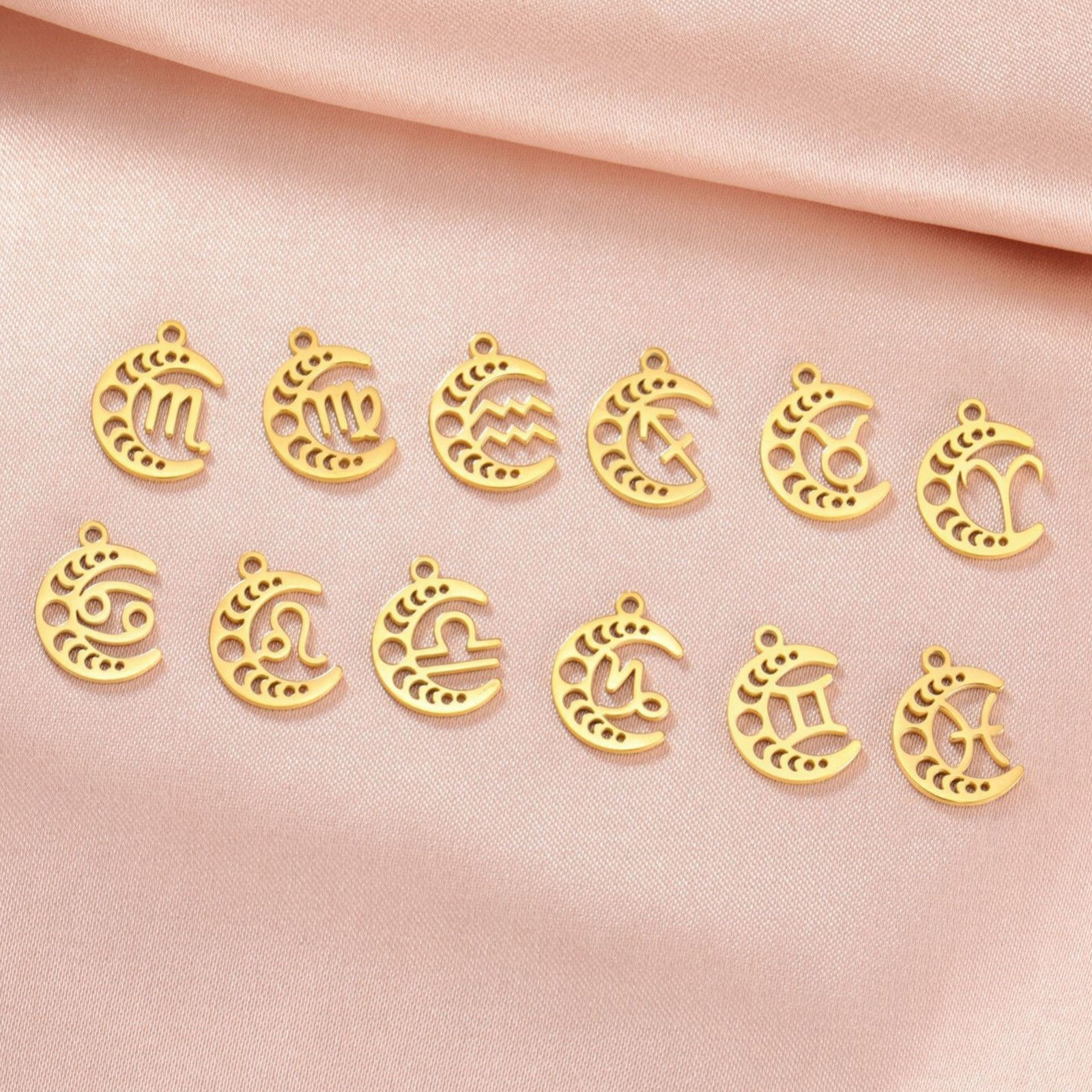 Immagine di 3 Pz 304 Acciaio Inossidabile Ciondoli Luna Costellazione Filigrana 13mm x 10mm