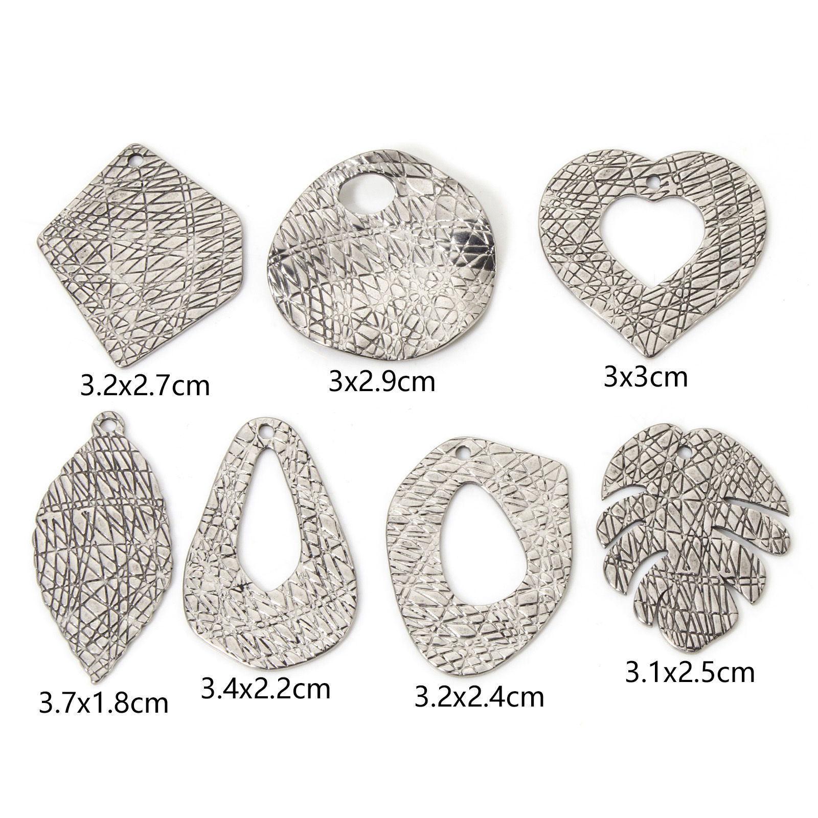 Picture of 304 Stainless Steel Pendants Silver Tone Irregular Marble Effect