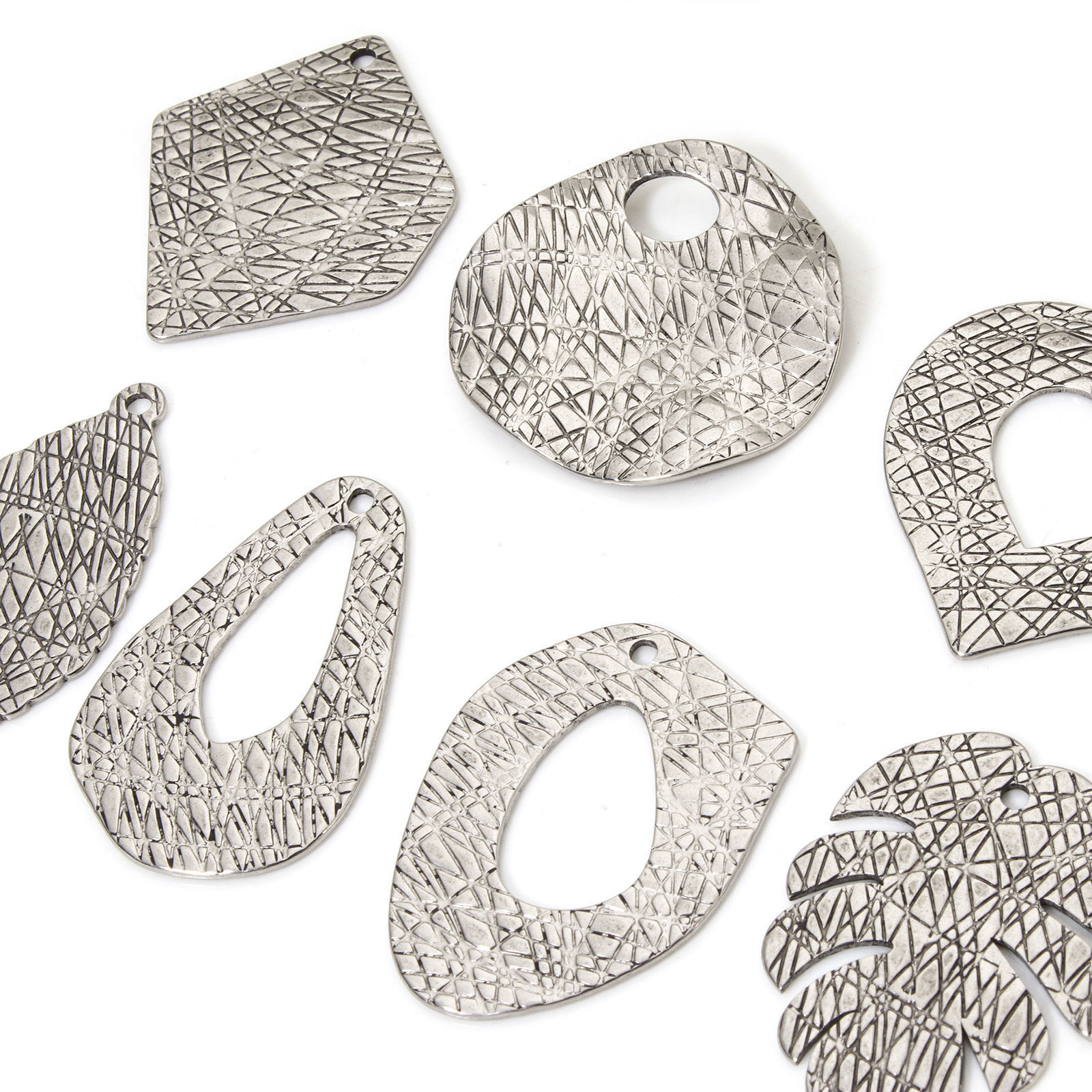 Picture of 304 Stainless Steel Pendants Silver Tone Irregular Marble Effect