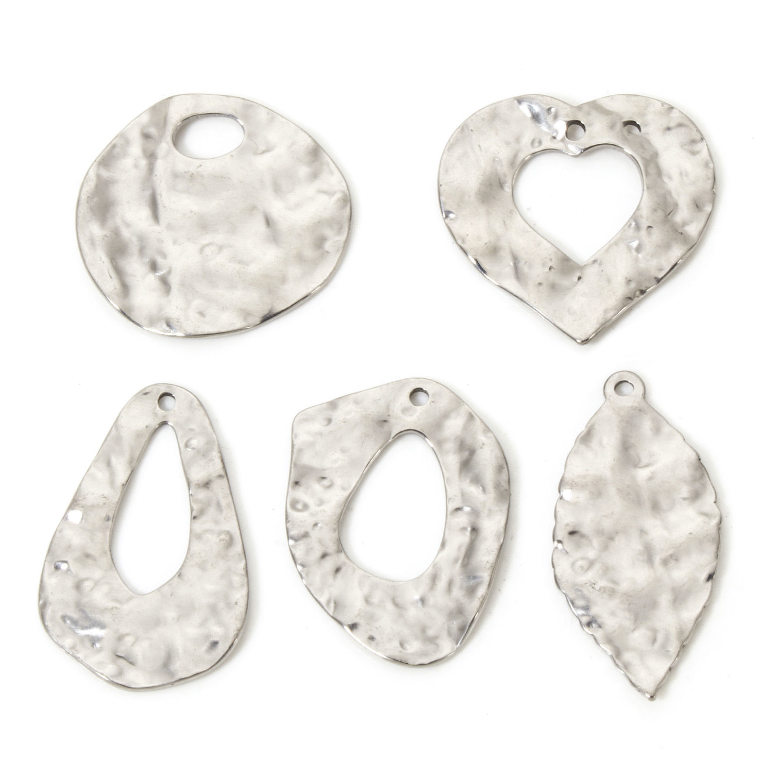 Picture of 304 Stainless Steel Pendants Silver Tone Geometric Hammered