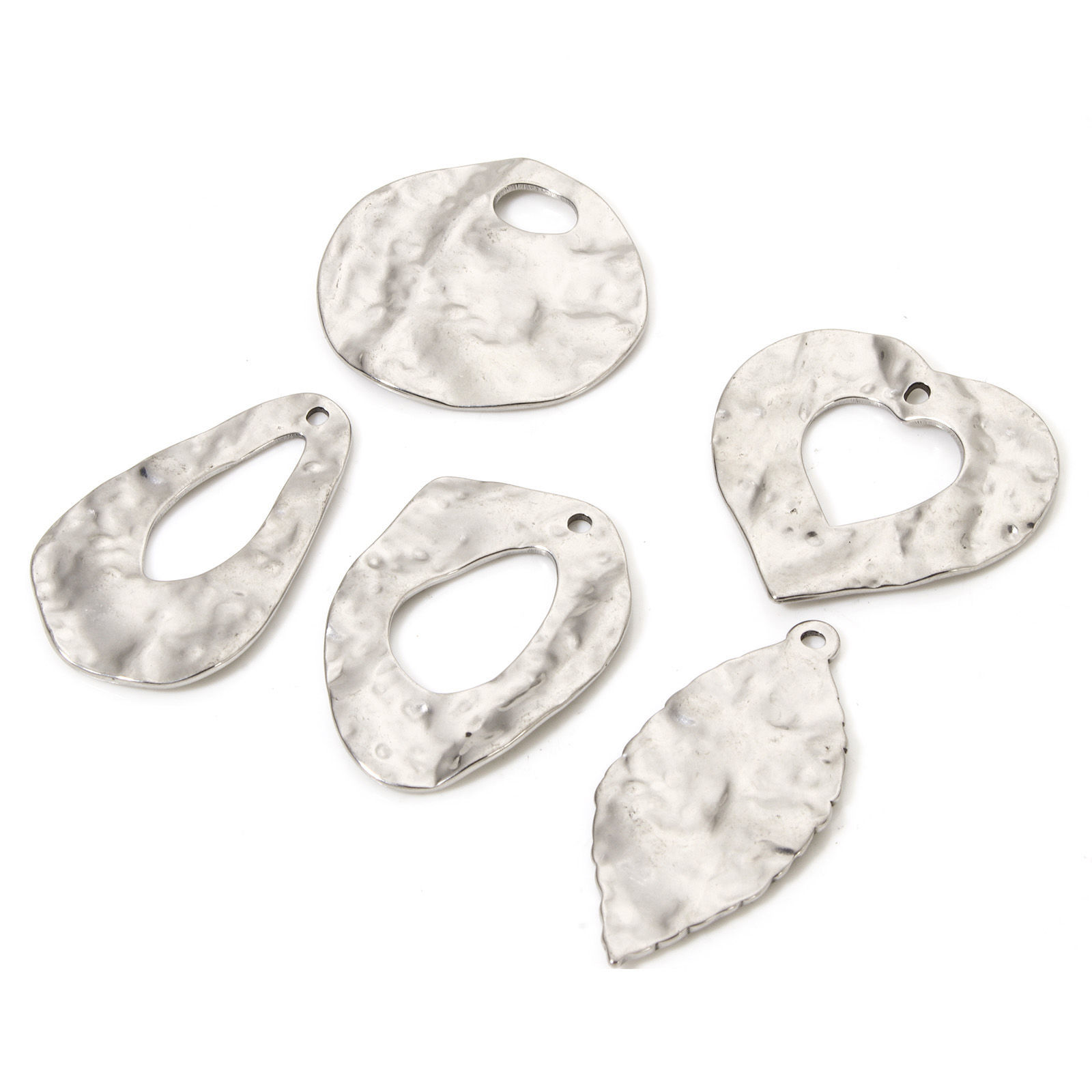 Picture of 304 Stainless Steel Pendants Silver Tone Geometric Hammered