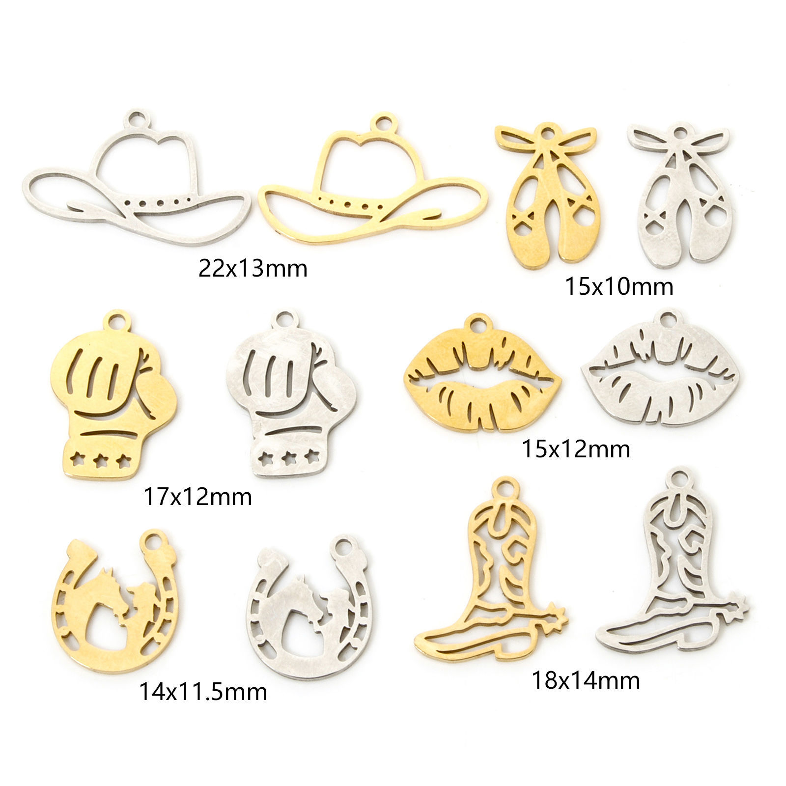 Bild von 304 Edelstahl Charms Hut Hufeisen Hohl
