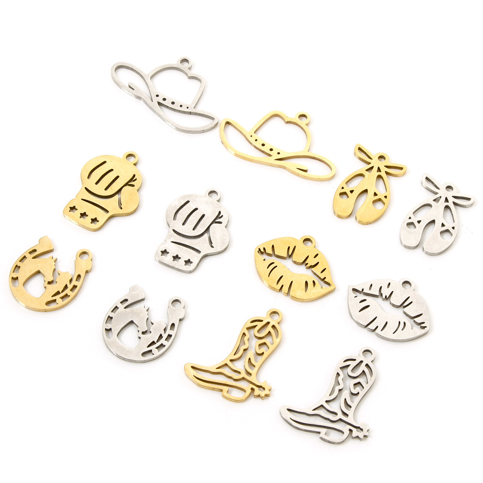 Bild von 304 Edelstahl Charms Hut Hufeisen Hohl