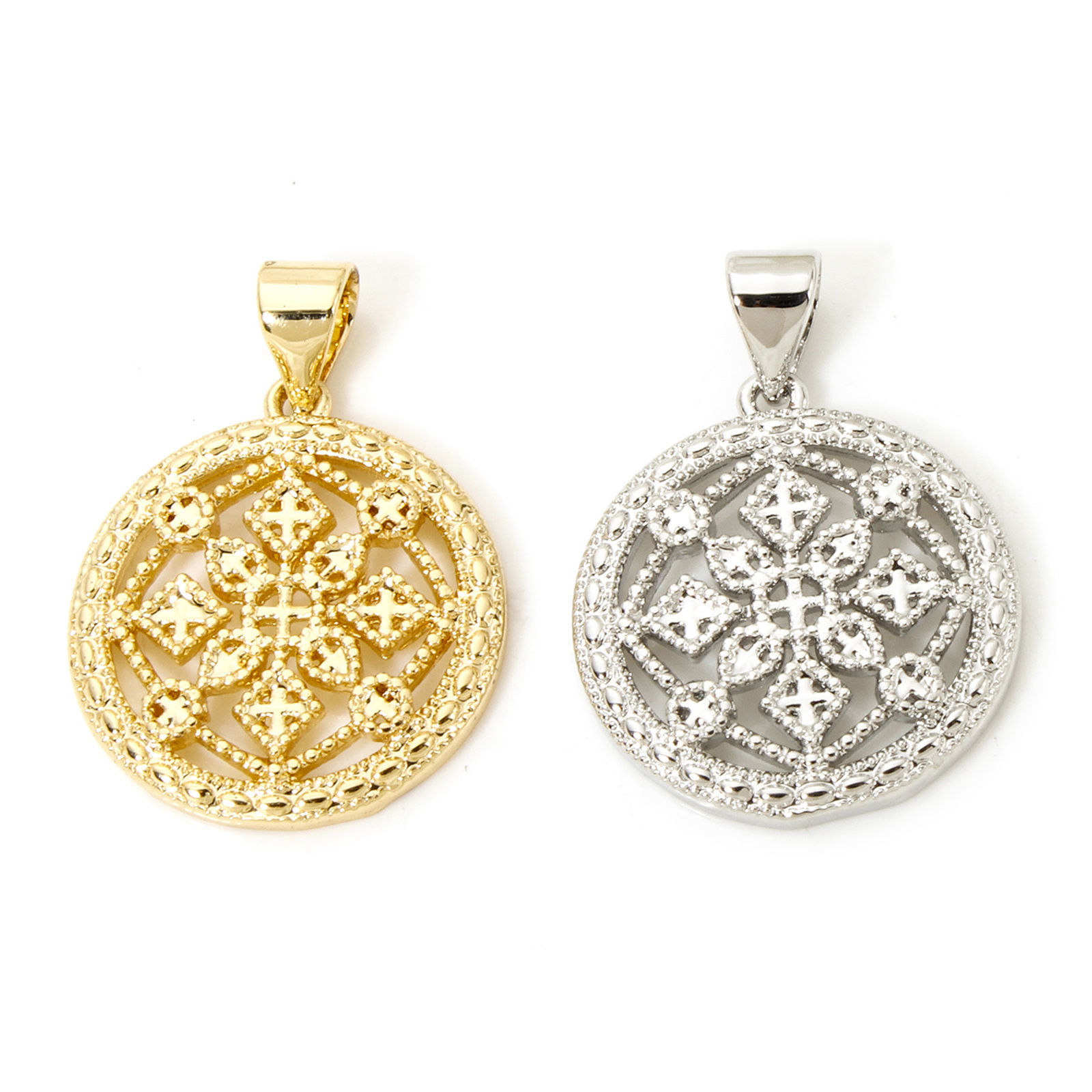 Picture of Brass Style Of Royal Court Character Charm Pendant Multicolor Round Filigree