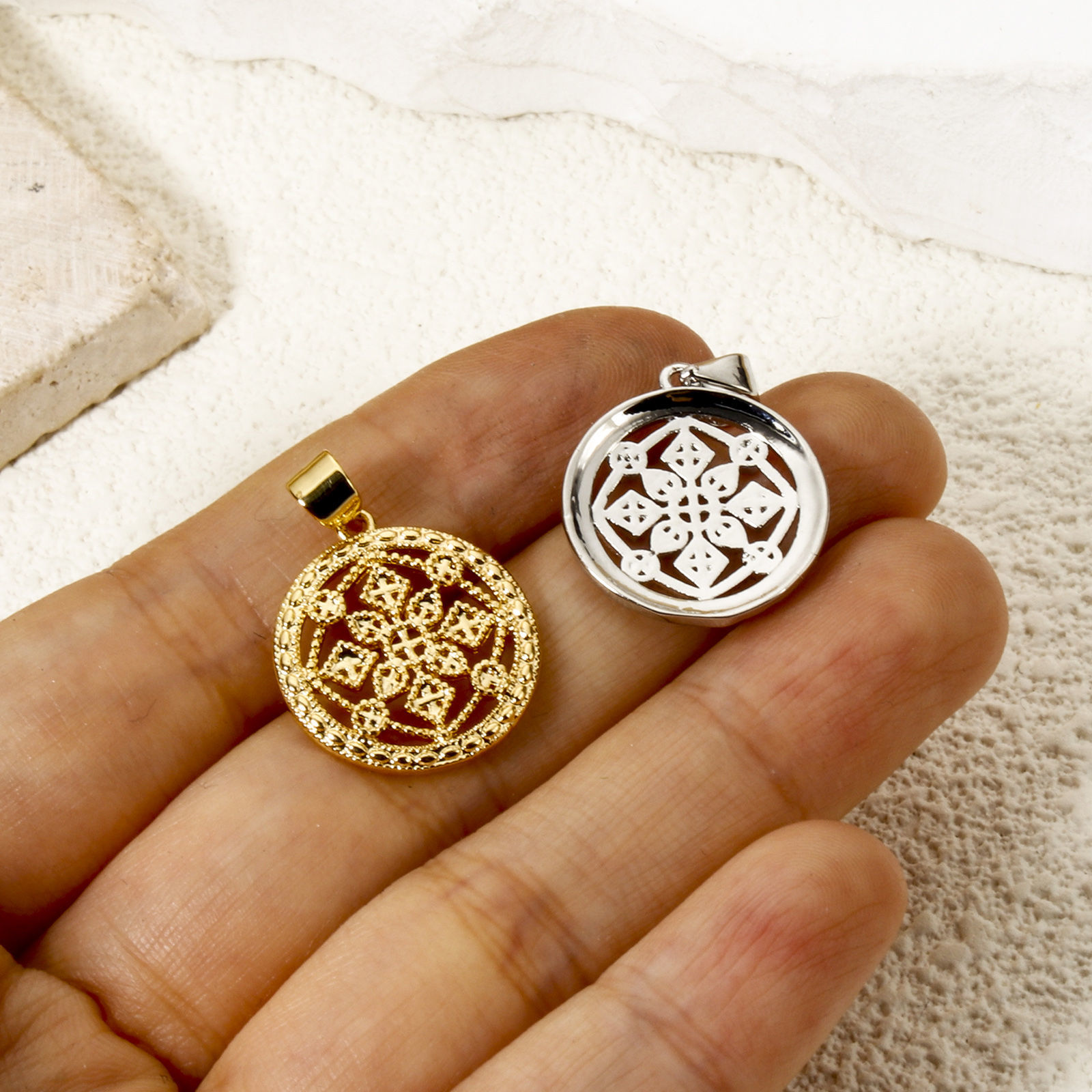 Picture of Brass Style Of Royal Court Character Charm Pendant Multicolor Round Filigree