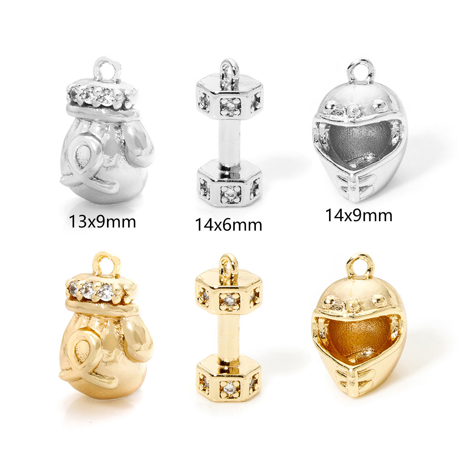 Picture of Eco-friendly Brass Fitness Charms Real Gold Plated Dumbbell 3D