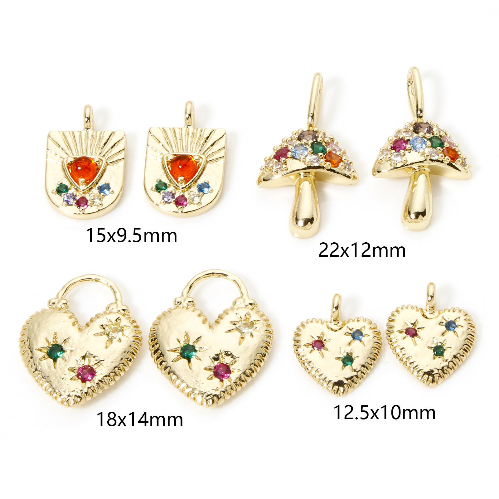 Picture of Brass Charms 18K Gold Plated Multicolour Cubic Zirconia