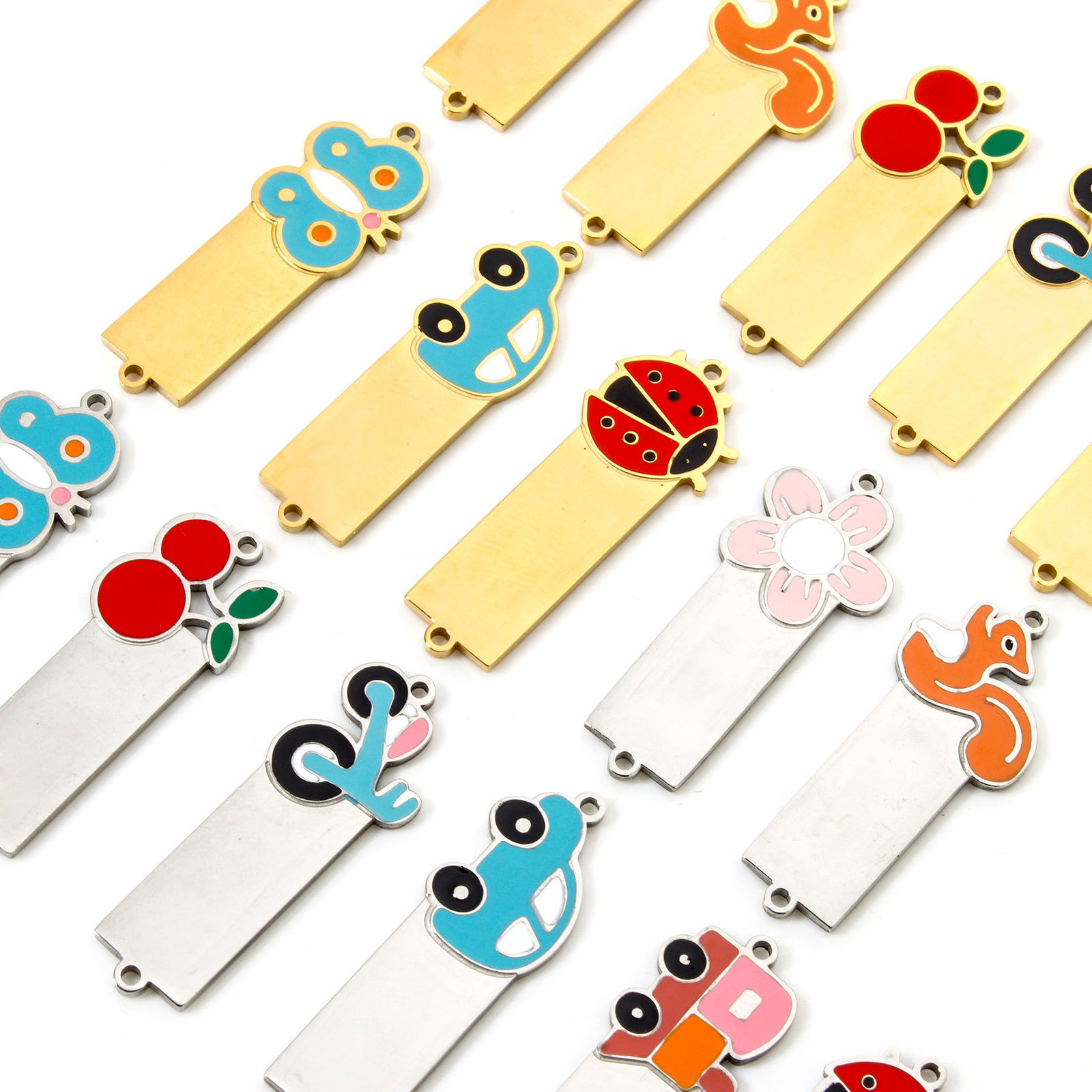 Picture of 304 Stainless Steel Blank Stamping Tags Connectors Charms Pendants Rectangle Enamel