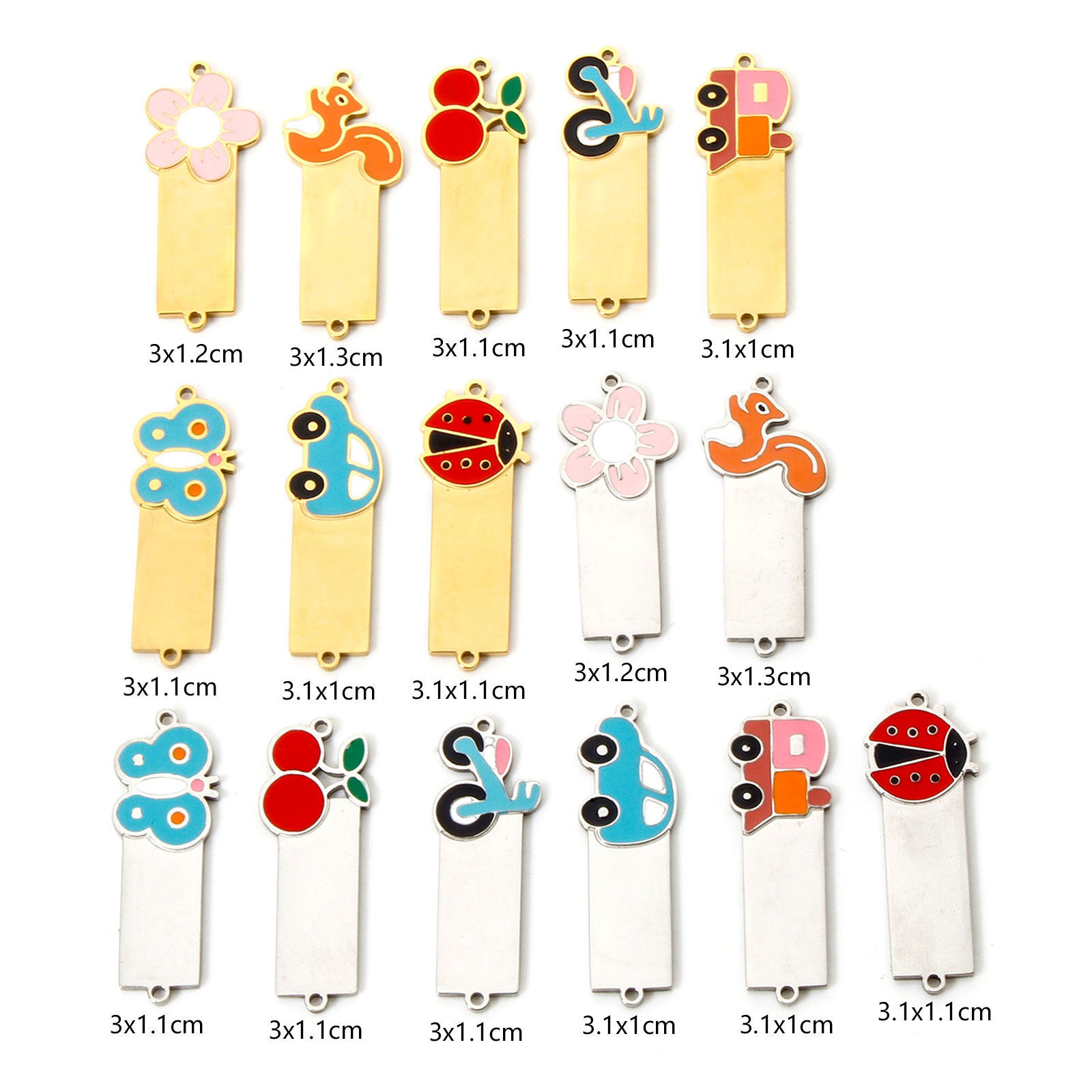 Picture of 304 Stainless Steel Blank Stamping Tags Connectors Charms Pendants Rectangle Enamel