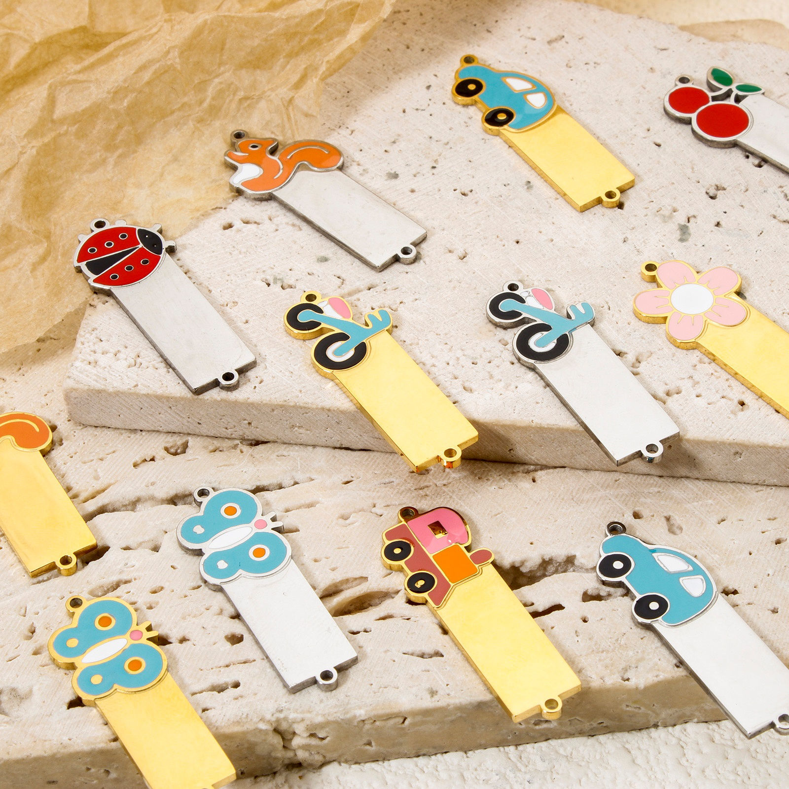 Picture of 304 Stainless Steel Blank Stamping Tags Connectors Charms Pendants Rectangle Enamel