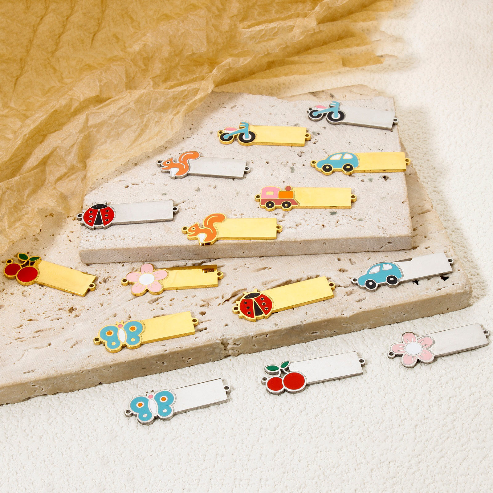Picture of 304 Stainless Steel Blank Stamping Tags Connectors Charms Pendants Rectangle Enamel