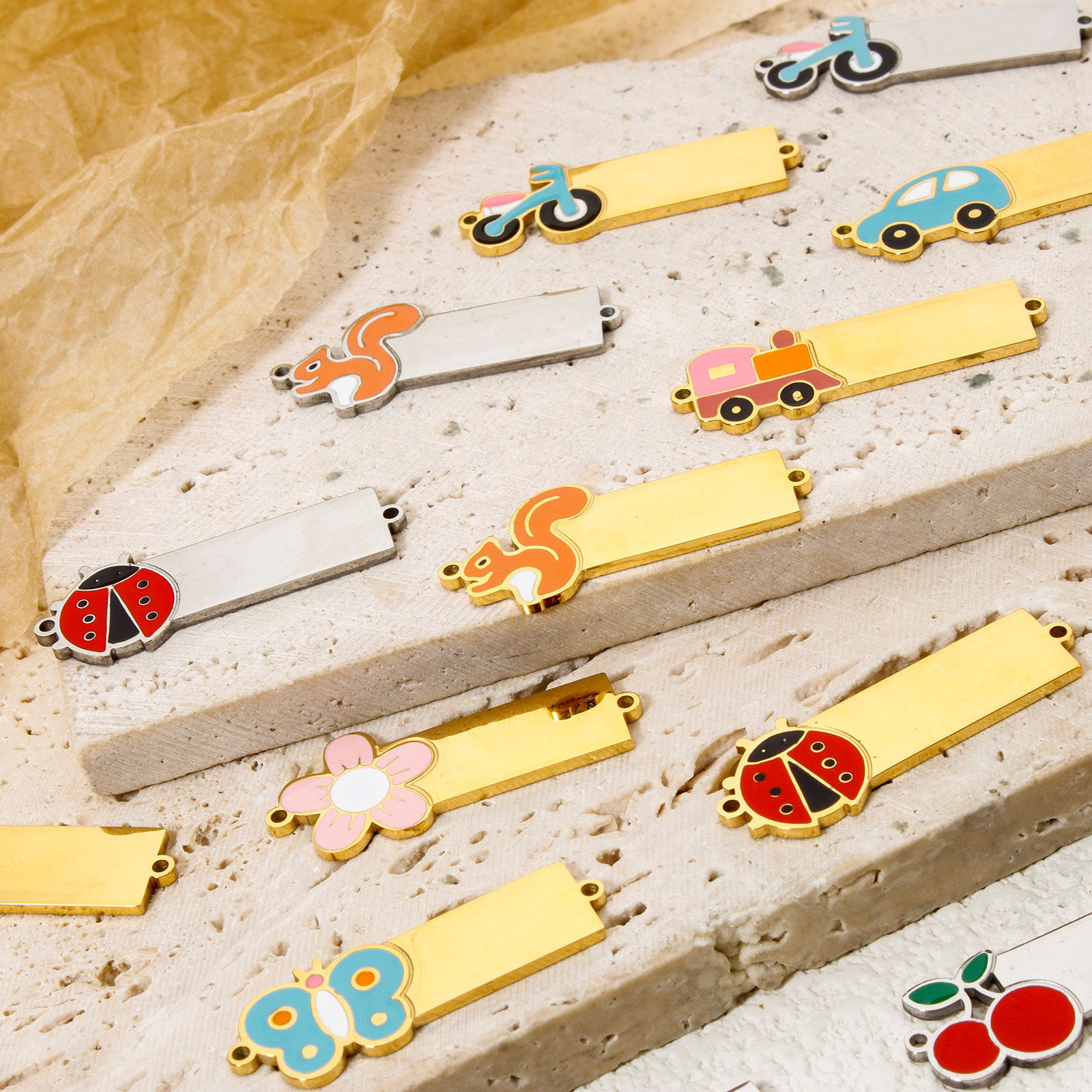 Picture of 304 Stainless Steel Blank Stamping Tags Connectors Charms Pendants Rectangle Enamel