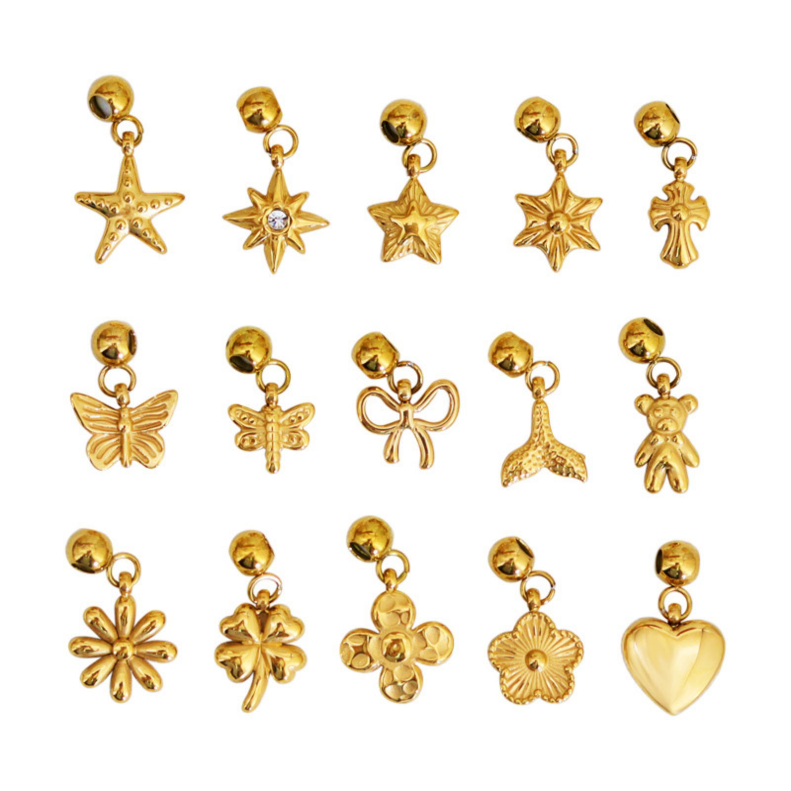 Picture of Eco-friendly PVD Vacuum Plating 304 Stainless Steel Slider Bead Charm Pendant 18K Gold Plated