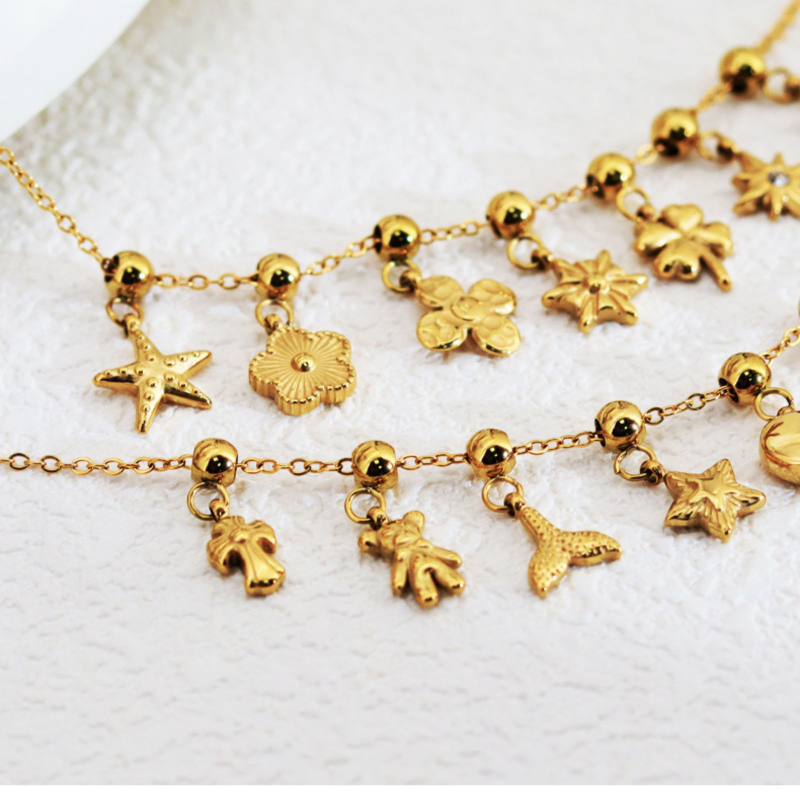 Picture of Eco-friendly PVD Vacuum Plating 304 Stainless Steel Slider Bead Charm Pendant 18K Gold Plated