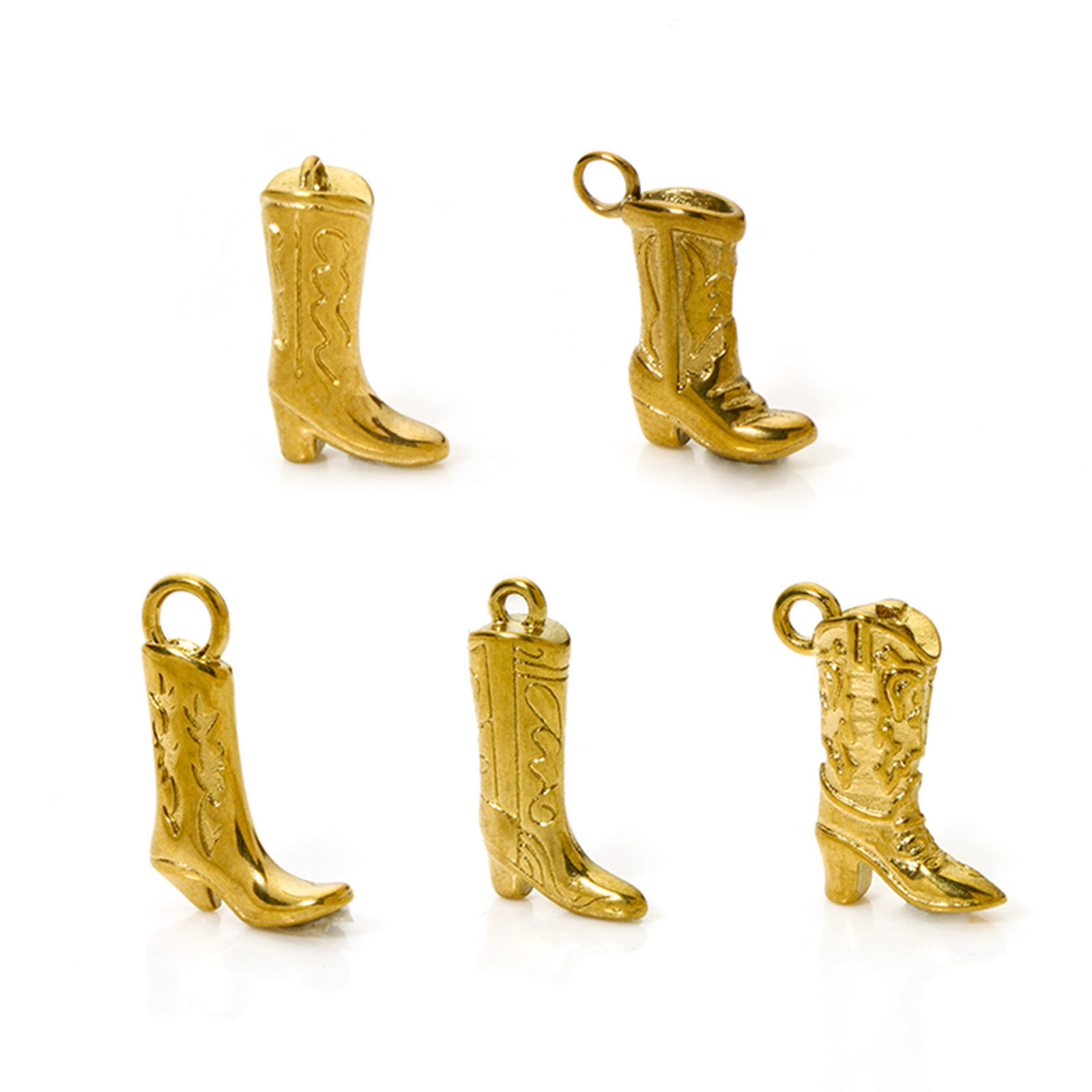 Image de 1 Pièce Breloques en 304 Acier Inoxydable Cowboy de l'Ouest Boots 3D
