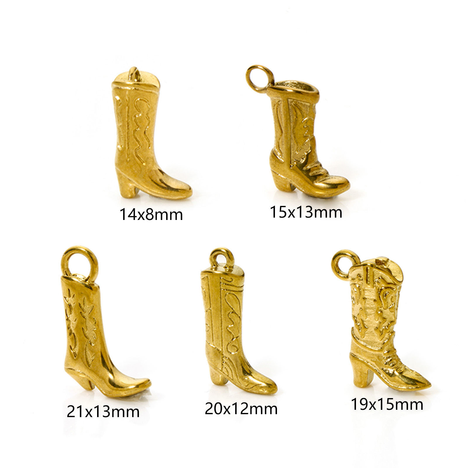 Image de 1 Pièce Breloques en 304 Acier Inoxydable Cowboy de l'Ouest Boots 3D