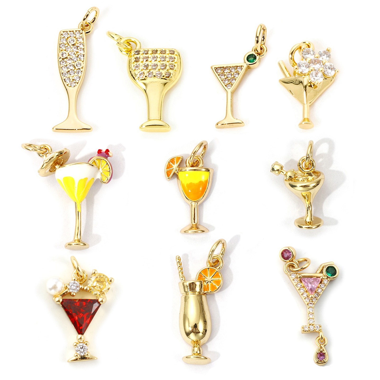 Picture of Eco-friendly Brass Charms 18K Real Gold Plated Wine Glass