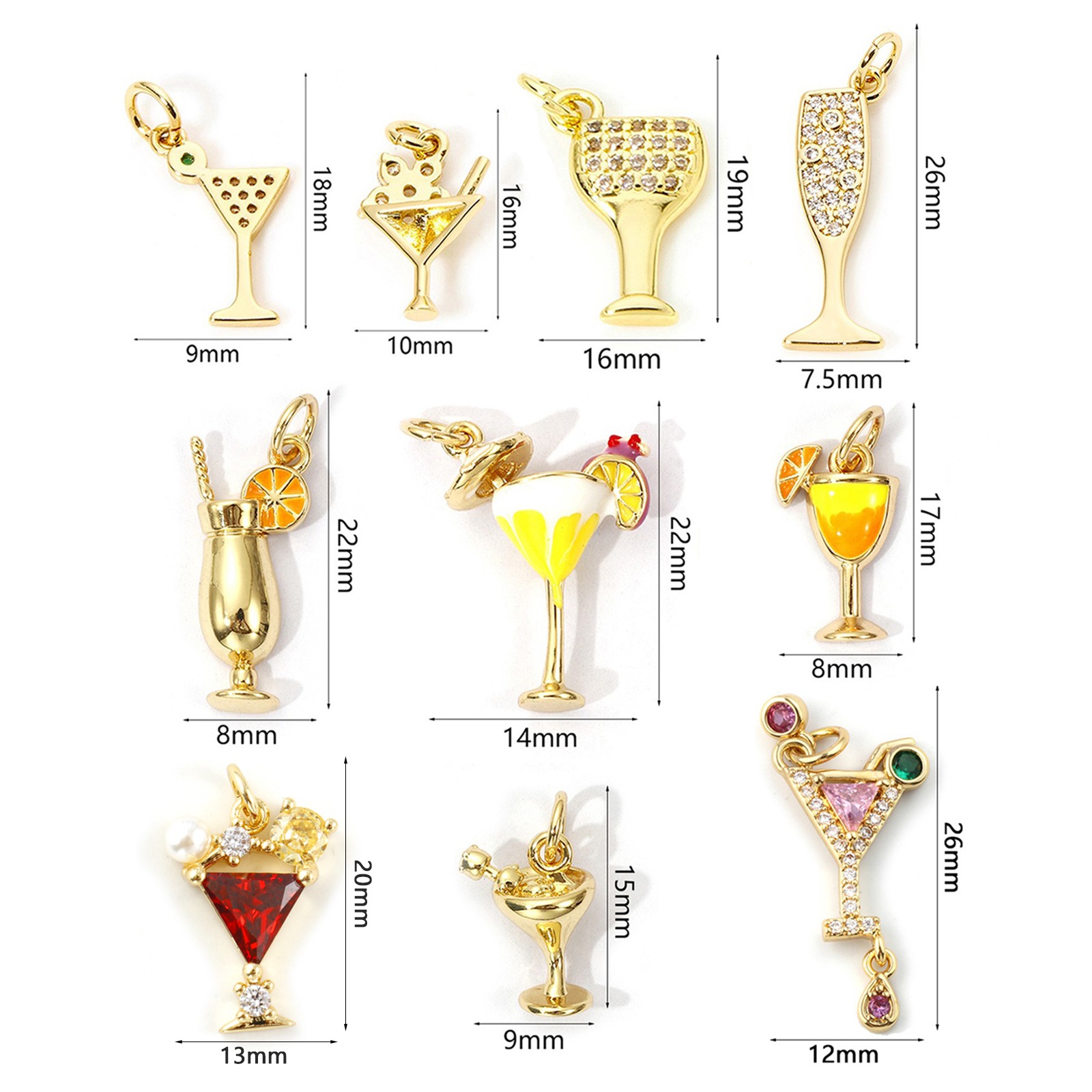 Picture of Eco-friendly Brass Charms 18K Real Gold Plated Wine Glass