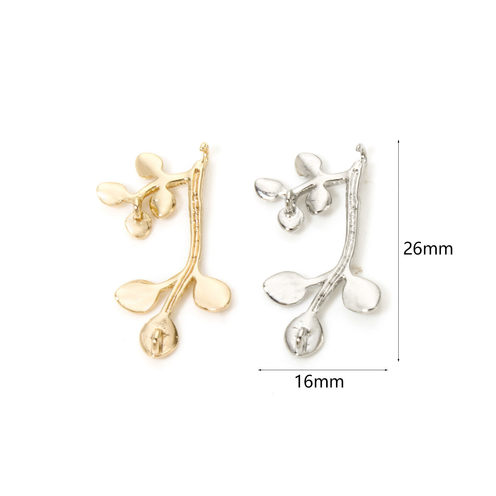 Picture of Eco-friendly Brass Chandelier Connectors Leaf Real Gold Plated 26mm x 16mm