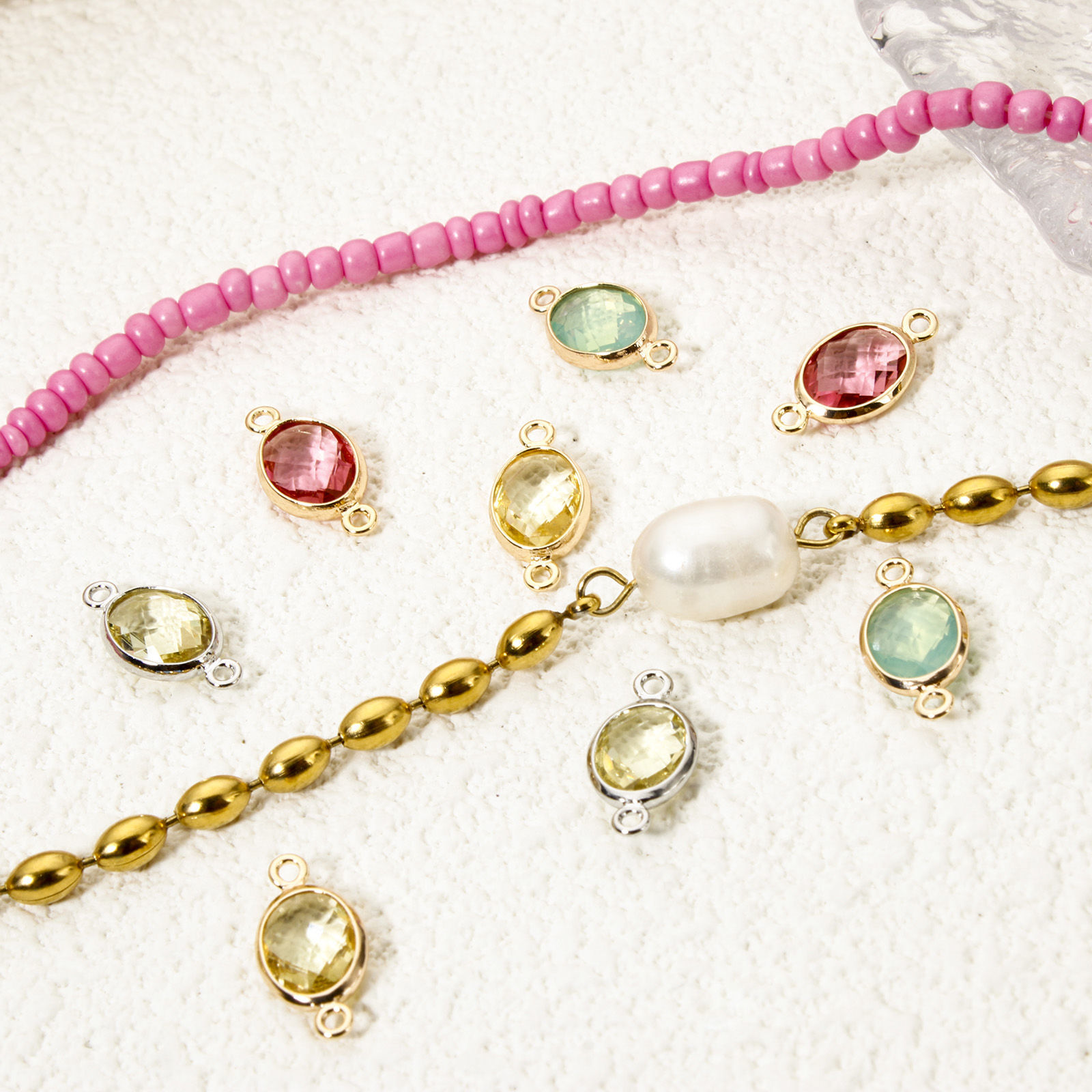 Picture of Eco-friendly Brass Connectors Charms Pendants Oval Real Gold Plated Multicolor Rhinestone 14mm x 7mm