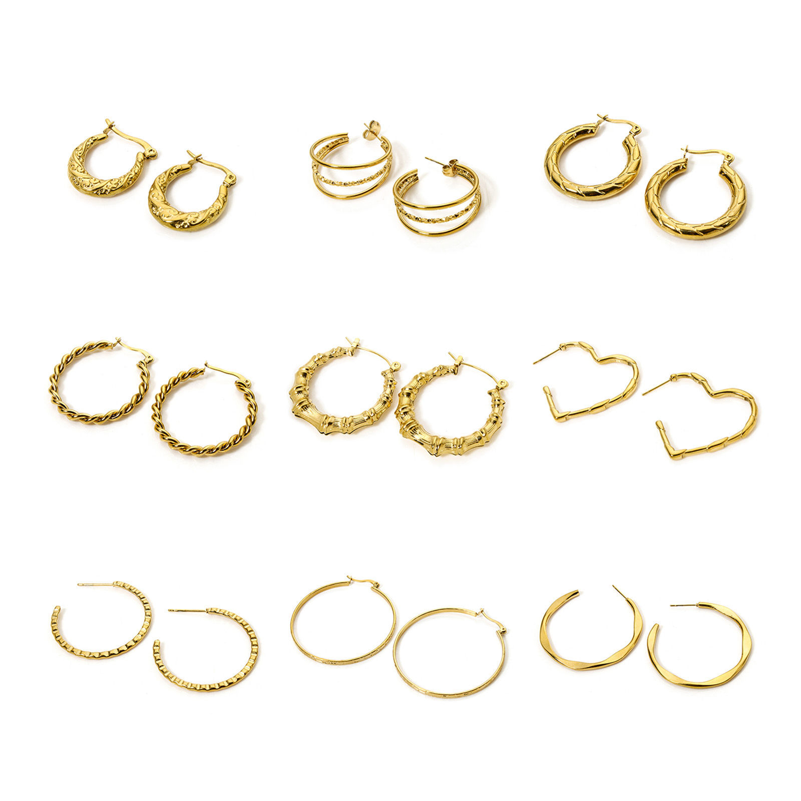 Immagine di 1 Pair Eco-friendly PVD Vacuum Plating 18K Gold Plated 304 Stainless Steel C Shaped Hoop Earrings