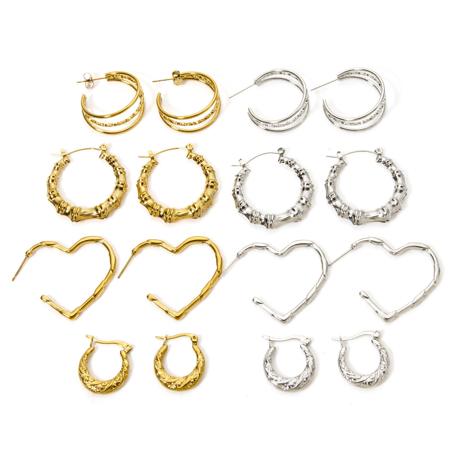 Immagine di 1 Pair Eco-friendly PVD Vacuum Plating 18K Gold Plated 304 Stainless Steel C Shaped Hoop Earrings