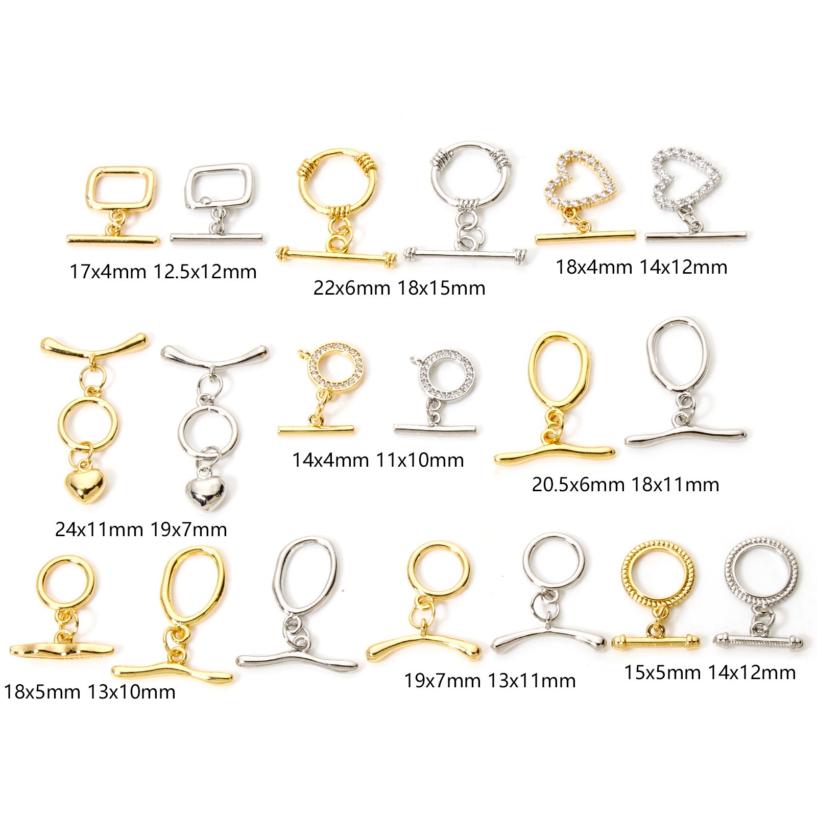 Picture of Brass Toggle Clasps Round Heart Multicolor