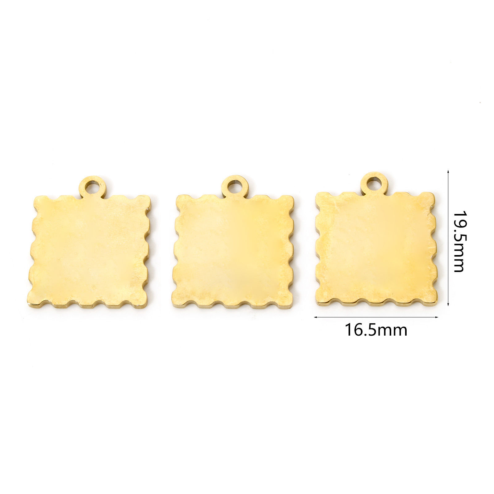 Picture of Eco-friendly PVD Vacuum Plating 304 Stainless Steel Flora Collection Charms 14K Real Gold Plated Multicolor Square Strawberry Fruit Enamel 19.5mm x 16.5mm