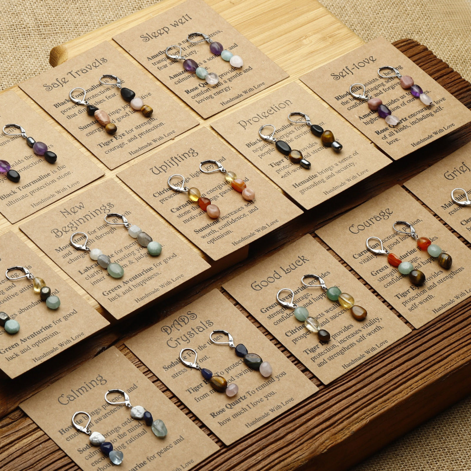 1 Pair 304 Stainless Steel & Gemstone Earrings Silver Tone Irregular 4.5cm x 0.7cm の画像