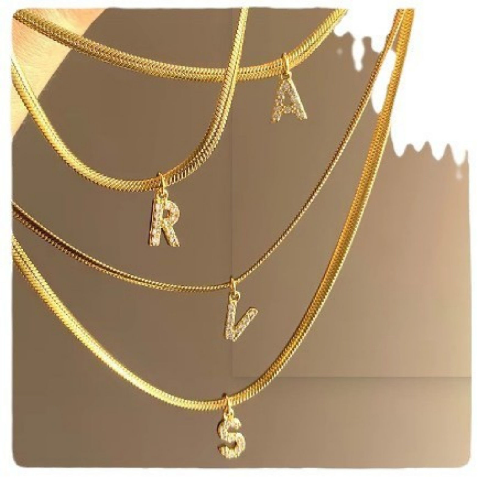 Image de 1 Pièce Breloque avec Fermoir Mousqueton en 304 Acier Inoxydable Revêtement sous Vide PVD Respectueux de l'Environnement Micro Pave Alphabet Majuscule Lettre Initiale Plaqué Or 18K Gravé Mots" A-Z " Avec Fermoir à Ressort 14mm x 10mm
