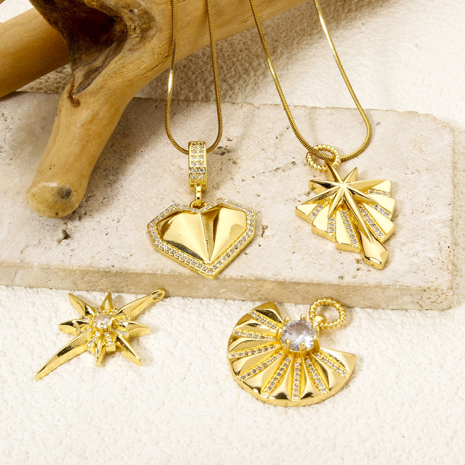 Picture of Eco-friendly Brass Galaxy Pendants 18K Real Gold Plated Micro Pave Clear Cubic Zirconia
