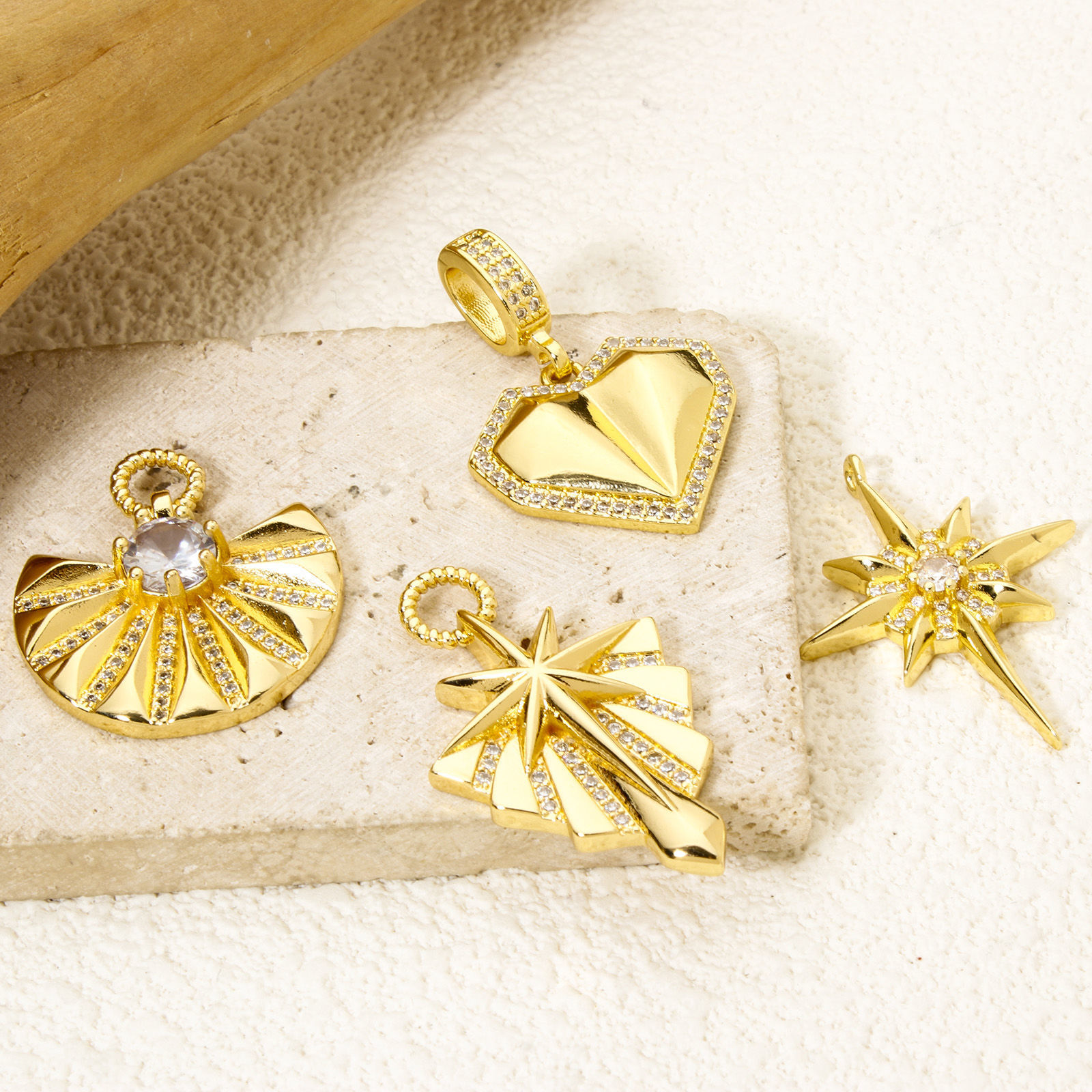 Picture of Eco-friendly Brass Galaxy Pendants 18K Real Gold Plated Micro Pave Clear Cubic Zirconia