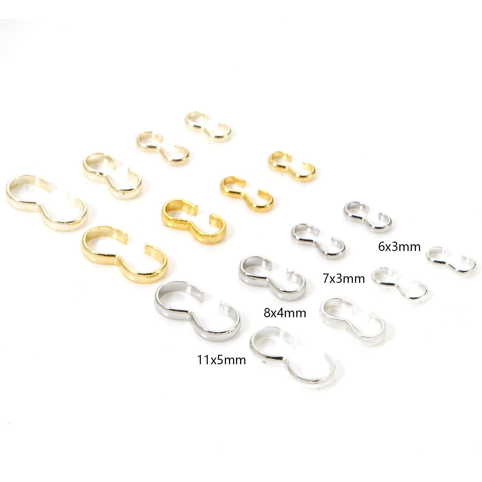 Immagine di 50 PCs Eco-friendly Brass Connectors Clasp 3 shape For Bracelets/Necklaces Making DIY Jewelry Materials Real Gold Plated