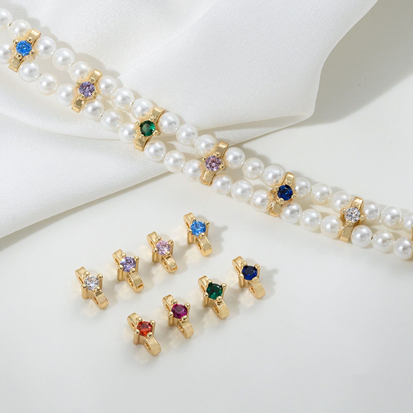 Immagine di 5 Pz Ecologico Ottone Perline Distanziatrici per Gioielli Fai-da-te che Fanno Risultati 14K Vero Oro Placcato Stella 7mm x 3.5mm, Buco: Circa 0.8mm