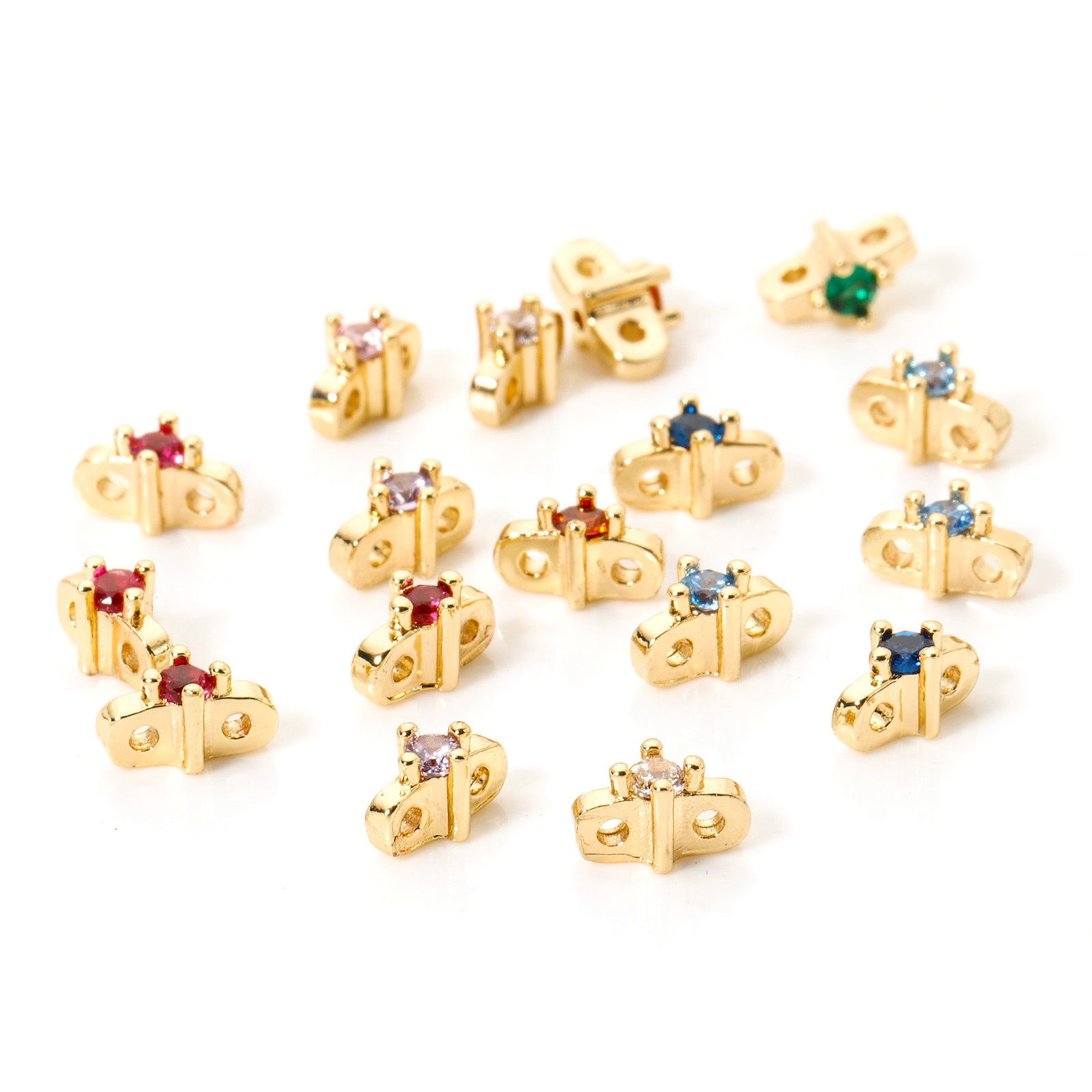 Immagine di 5 Pz Ecologico Ottone Perline Distanziatrici per Gioielli Fai-da-te che Fanno Risultati 14K Vero Oro Placcato Stella 7mm x 3.5mm, Buco: Circa 0.8mm