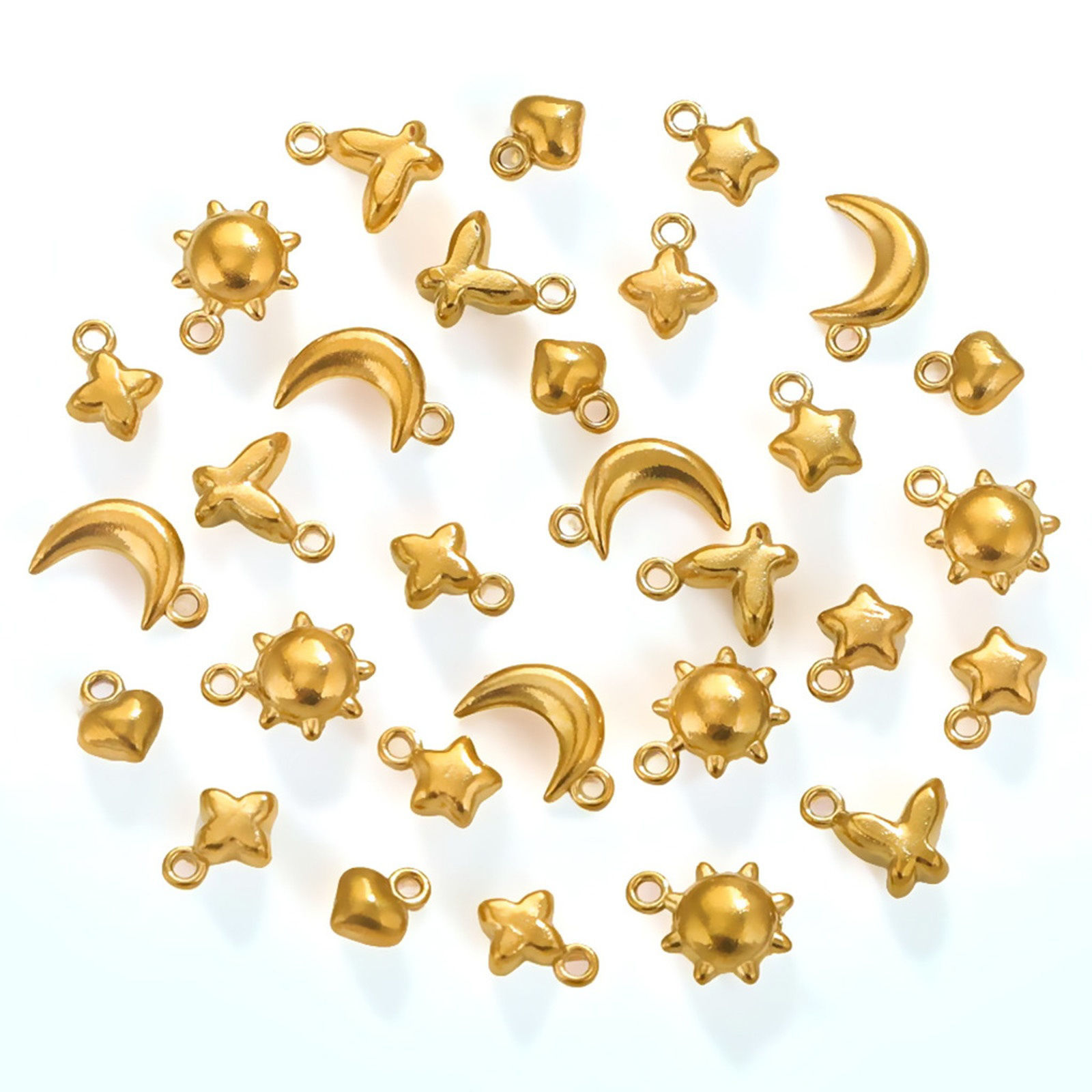 Bild von Umweltfreundliche PVD-Vakuumbeschichtung 304 Edelstahl Mini Charms 18K Vergoldet 3D