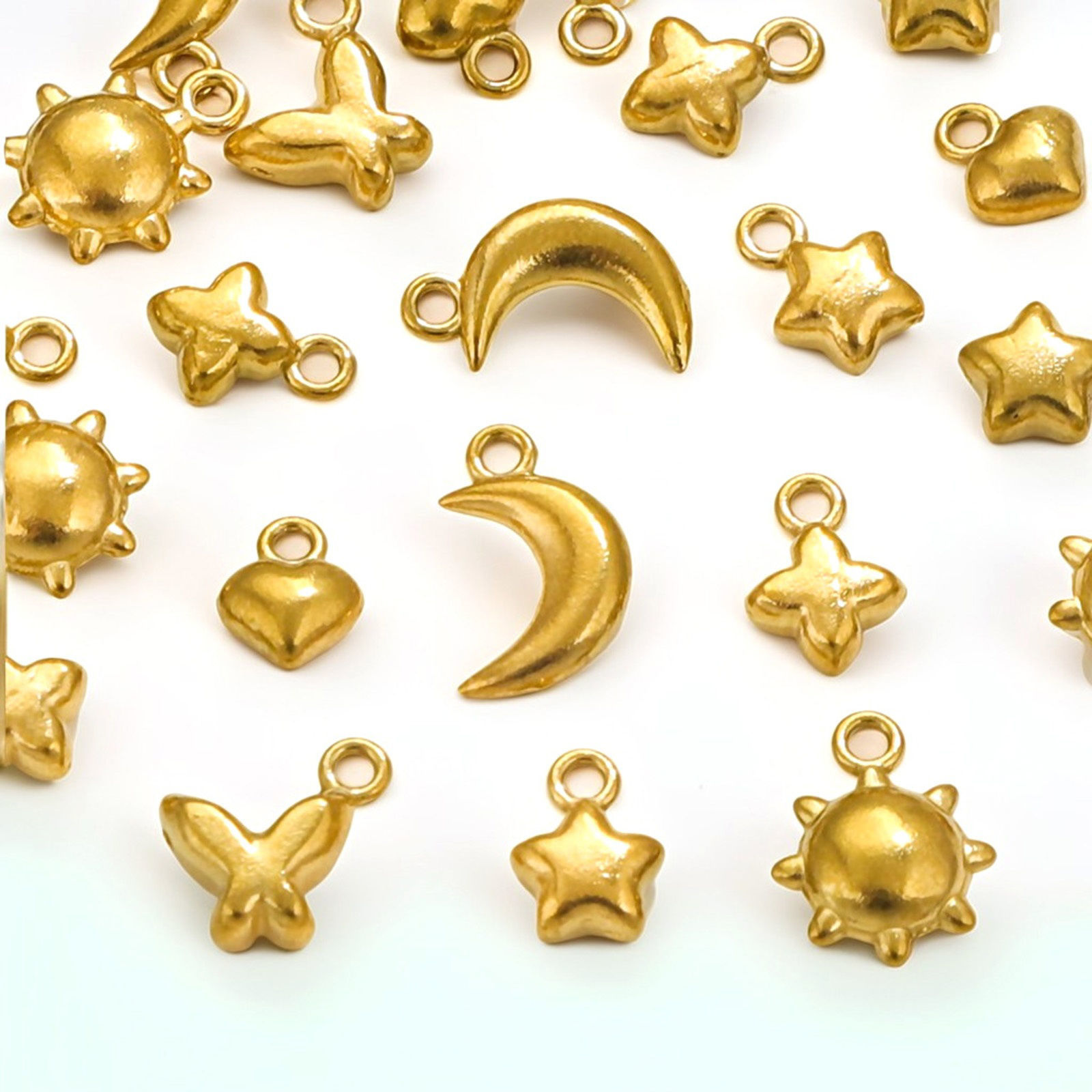 Bild von Umweltfreundliche PVD-Vakuumbeschichtung 304 Edelstahl Mini Charms 18K Vergoldet 3D
