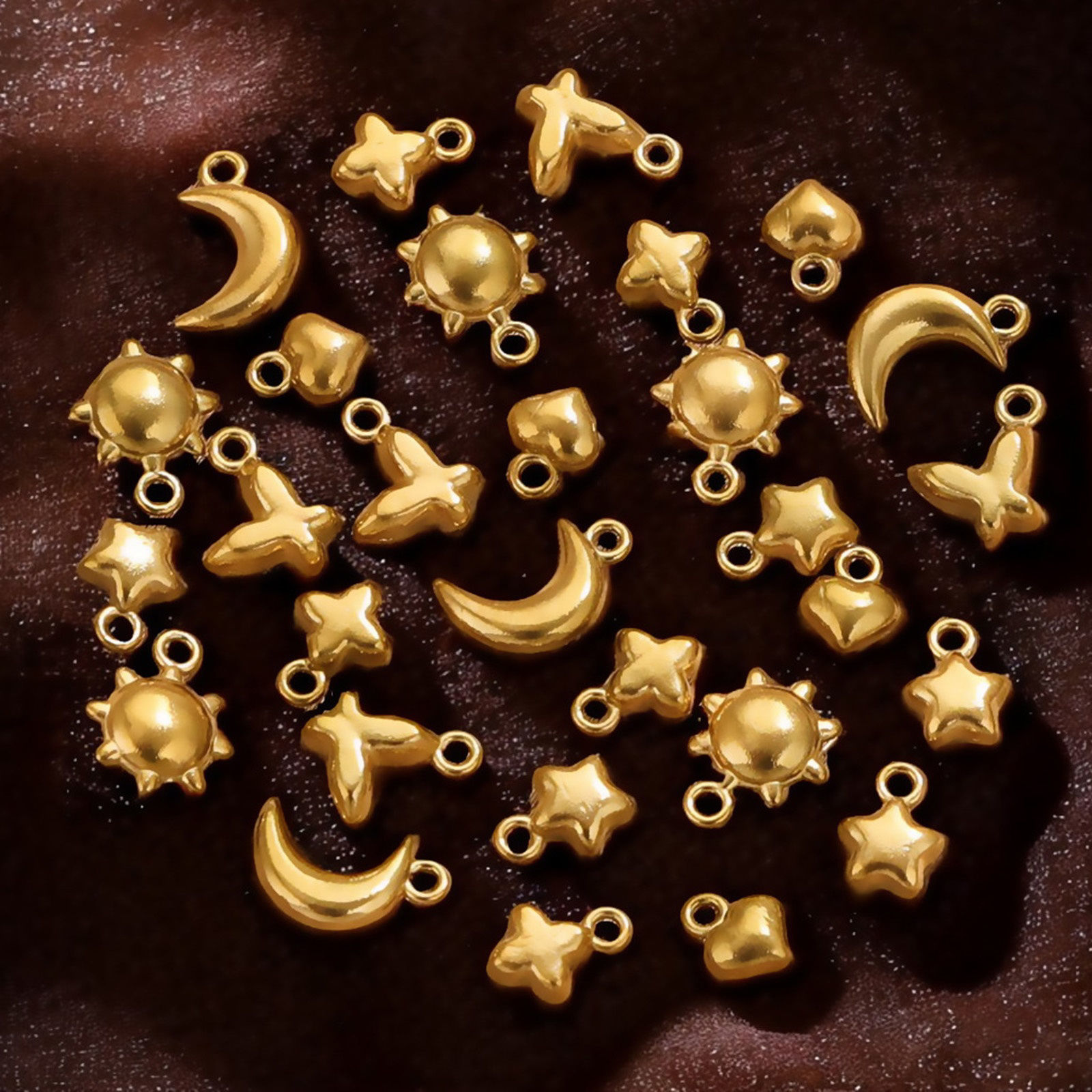 Bild von Umweltfreundliche PVD-Vakuumbeschichtung 304 Edelstahl Mini Charms 18K Vergoldet 3D